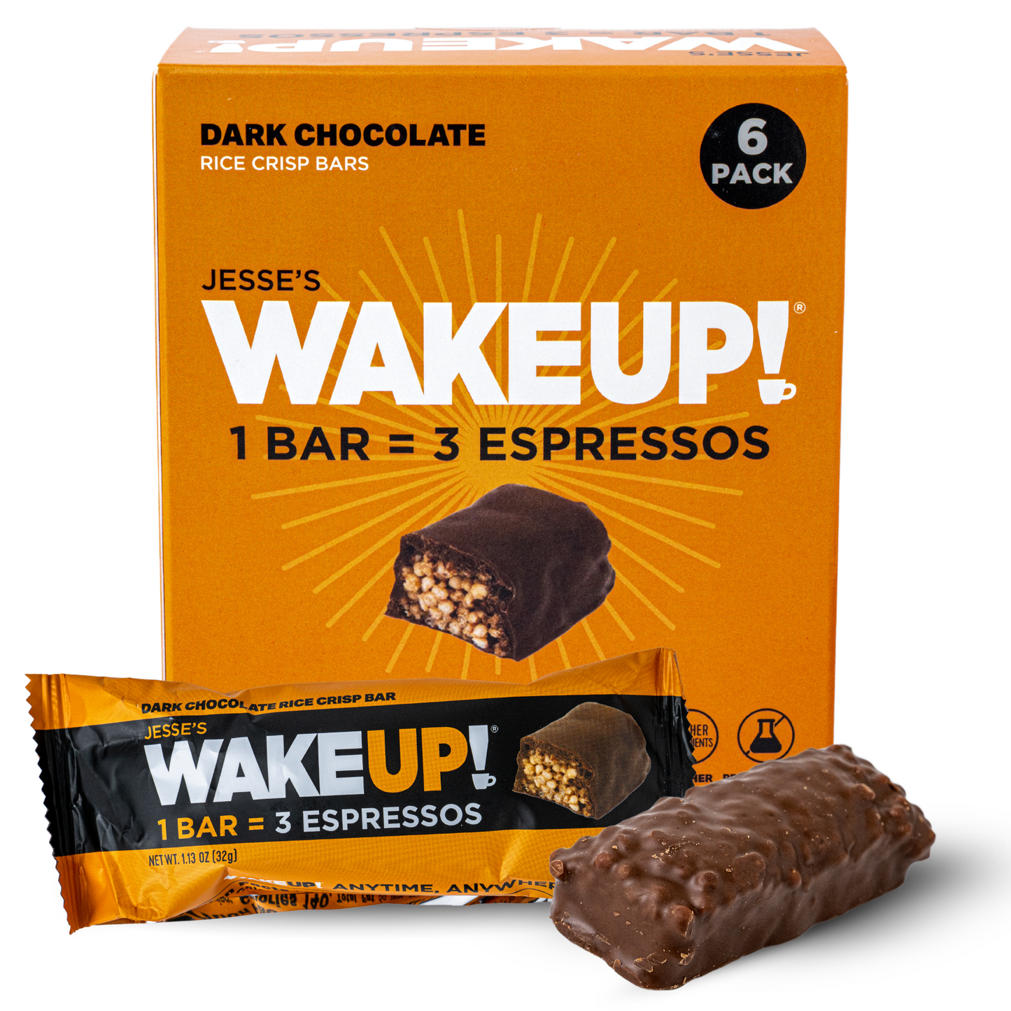 WakeUP! Caffeinated Chocolate Protein Bars - 6 Pack