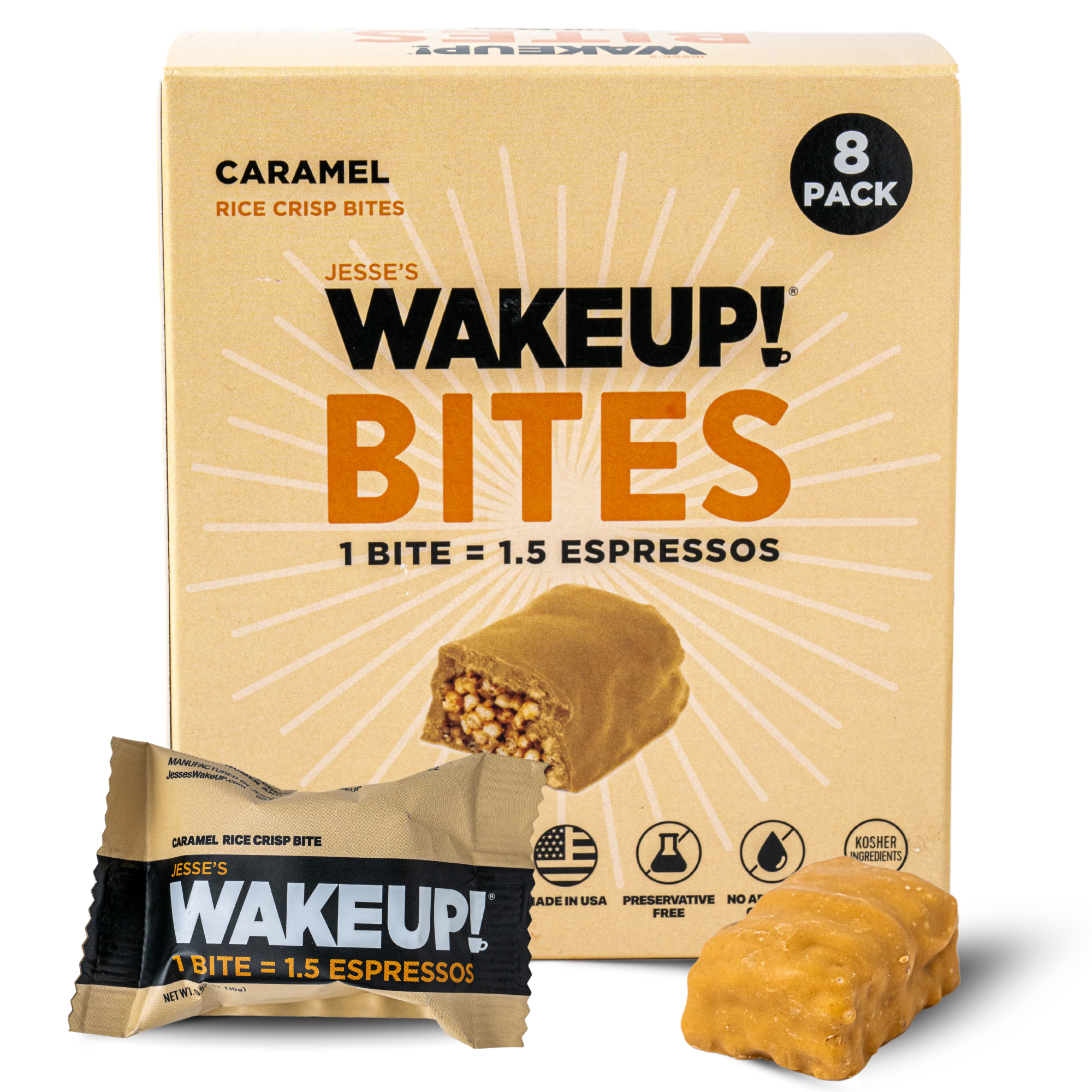 WakeUP! Caffeinated Caramel Protein Bites - 8 Pack