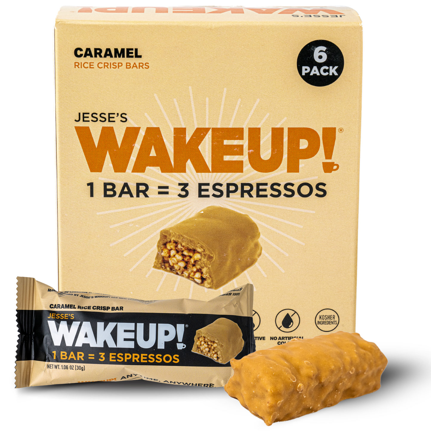 WakeUP! Caffeinated Caramel Protein Bars - 6 Pack