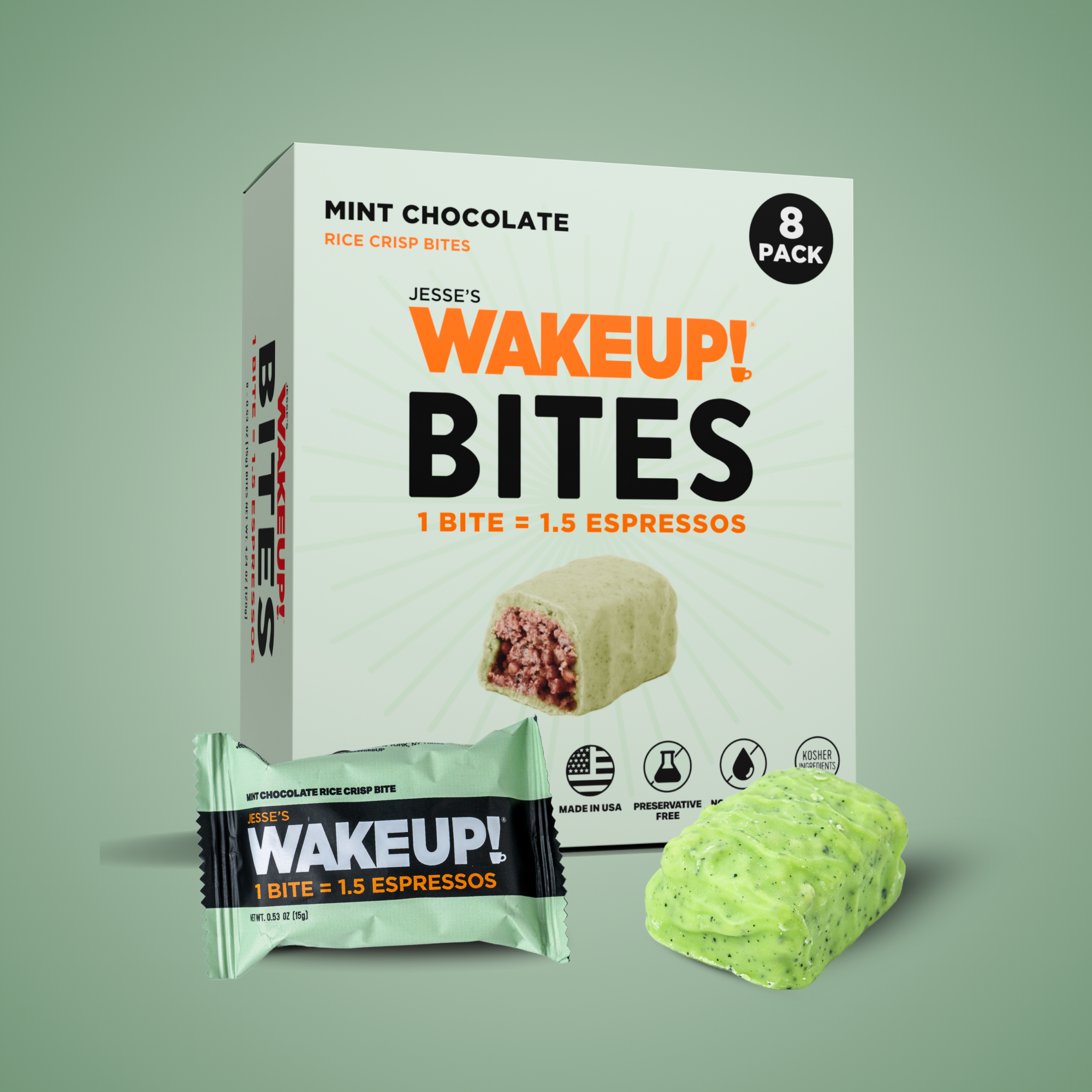 WakeUP! Caffeinated Mint Chocolate Protein Bites - 8 Pack