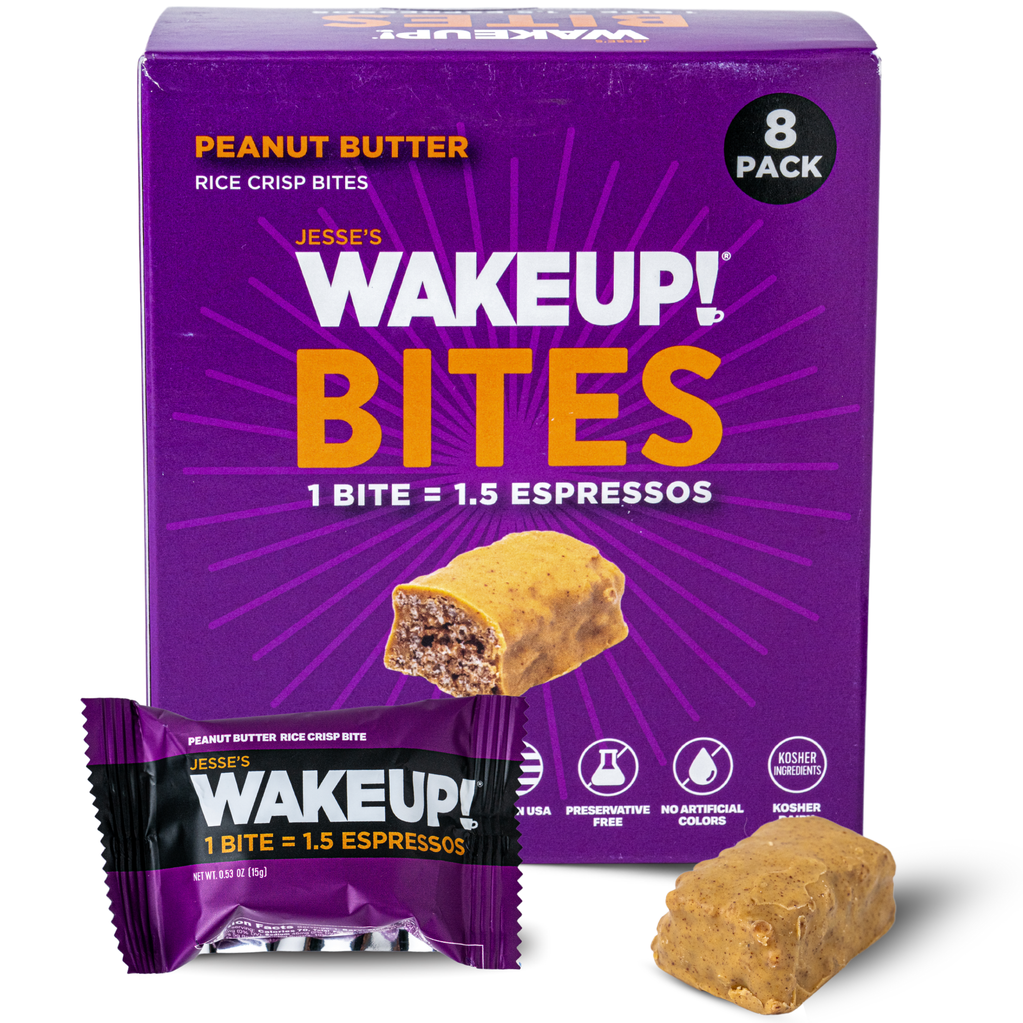 WakeUP! Caffeinated Peanut Butter Protein Bites - 8 Pack