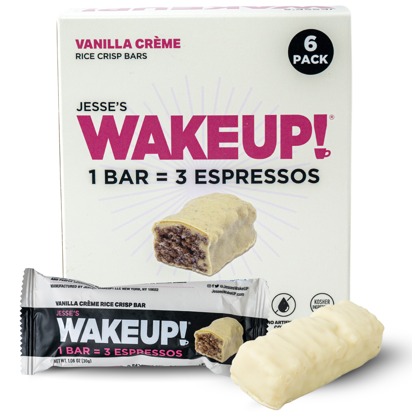 WakeUP! Caffeinated Vanilla Creme Protein Bars - 6 Pack