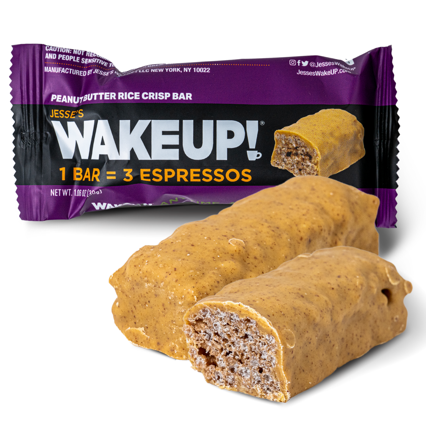 WakeUP! Caffeinated Peanut Butter Protein Bars - 6 Pack