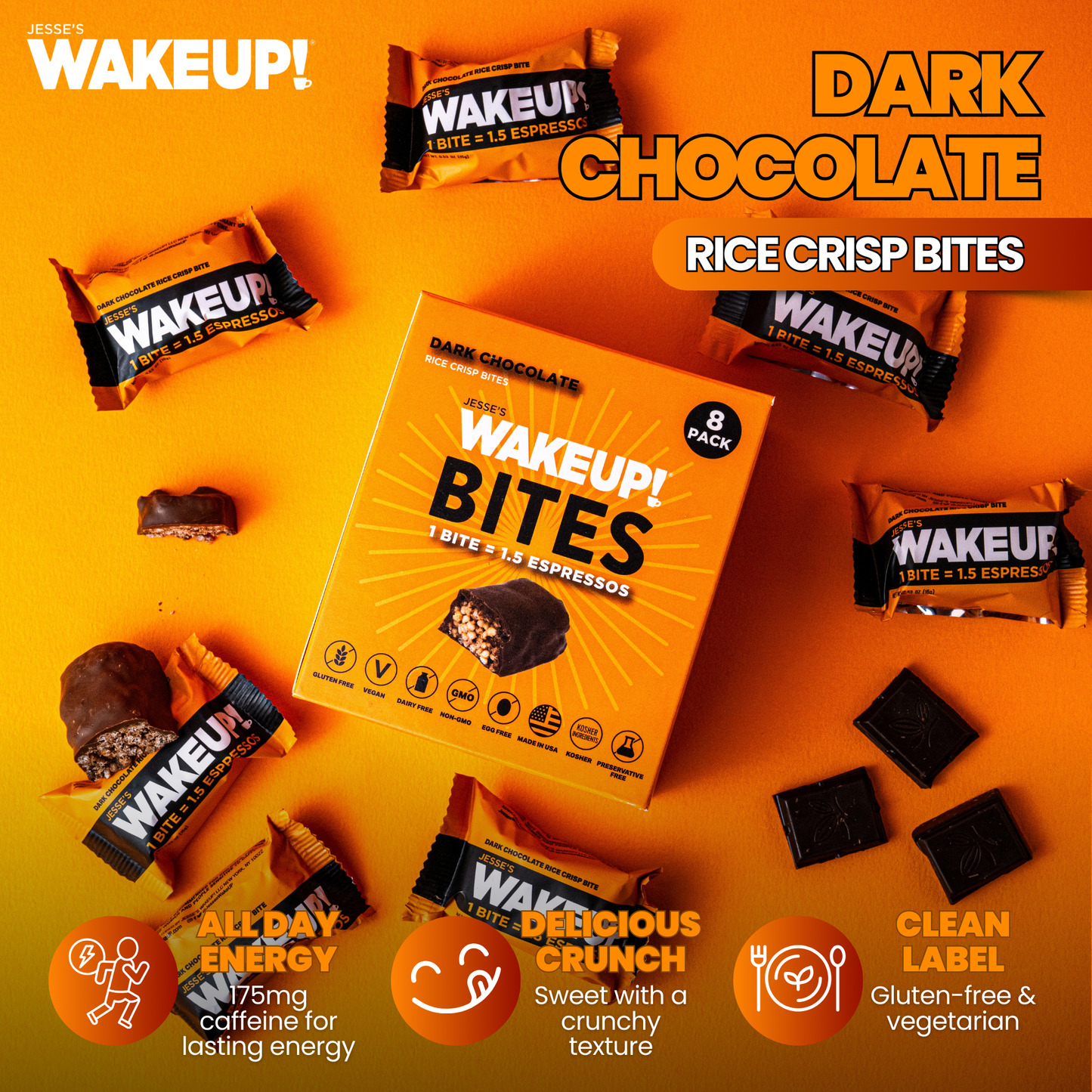 WakeUP! Caffeinated Chocolate Protein Bites - 8 Pack