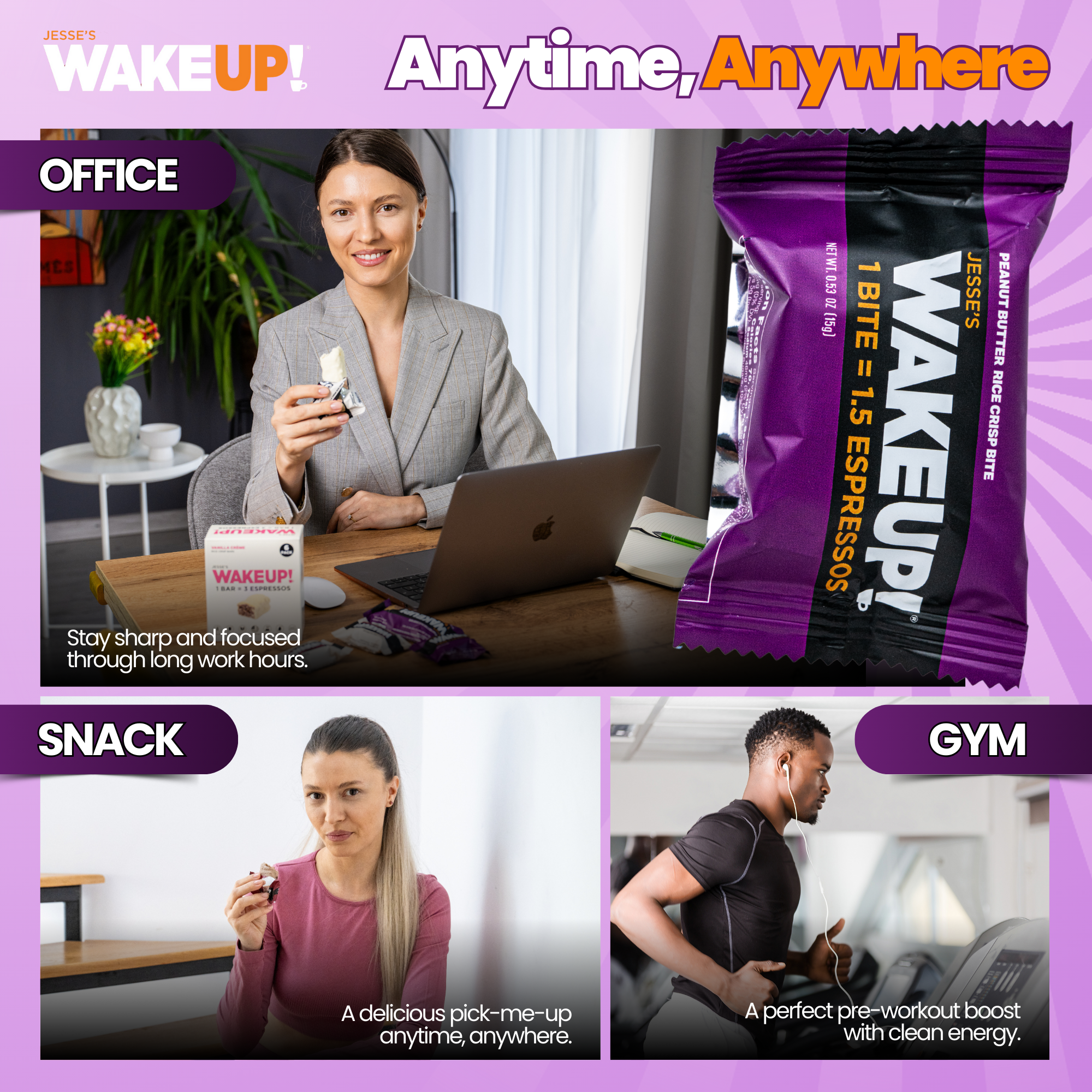 WakeUP! Caffeinated Peanut Butter Protein Bites - 8 Pack