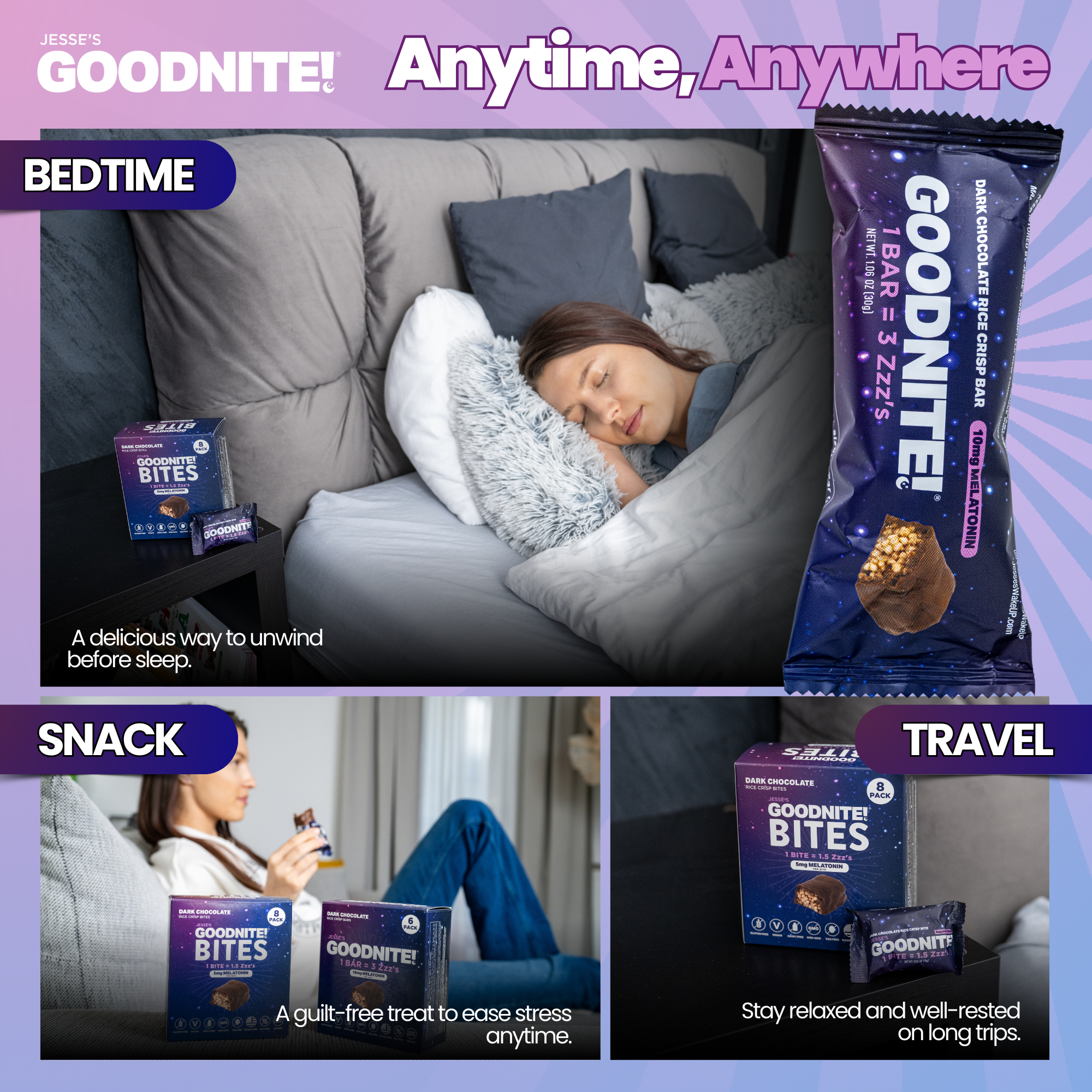 GOODNITE! Sleep Bars – Proprietary Blend with 10mg Melatonin & L-Theanine