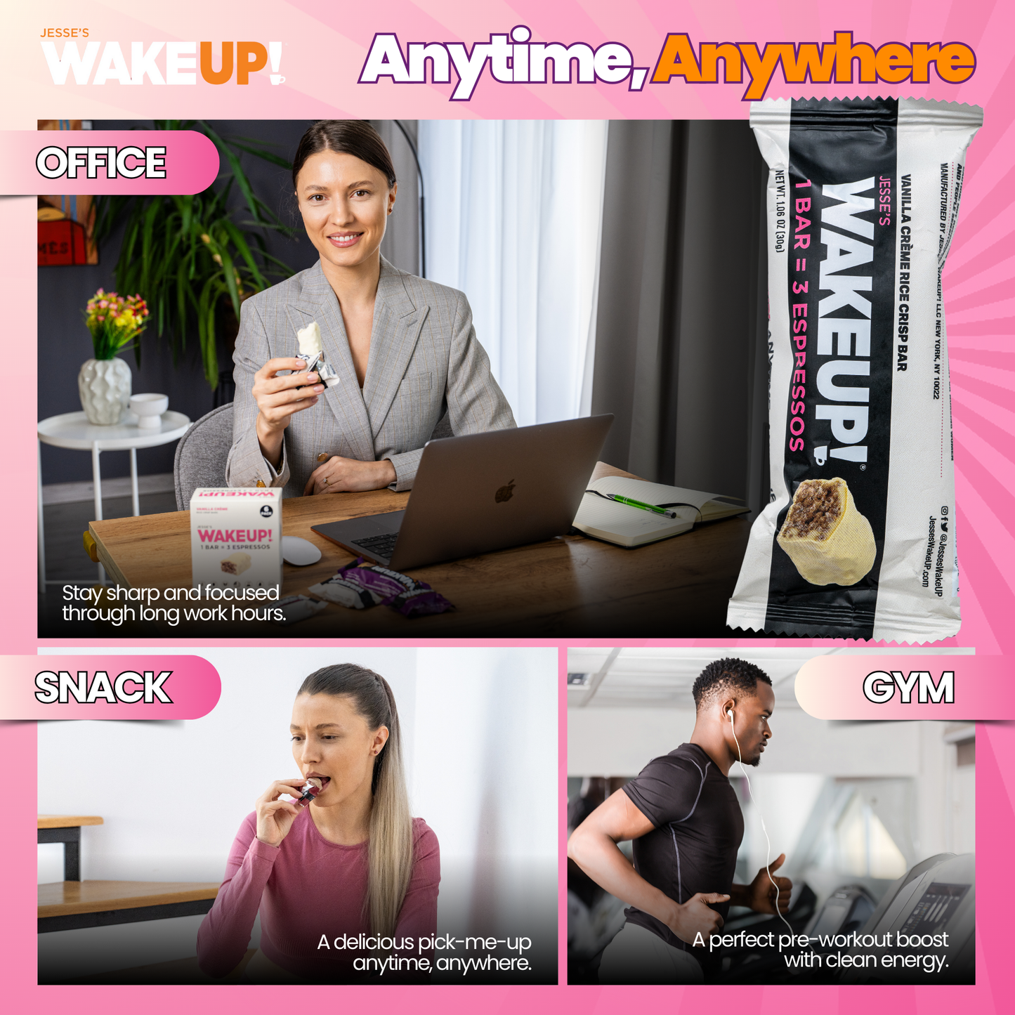 WakeUP! Caffeinated Vanilla Creme Protein Bars - 6 Pack