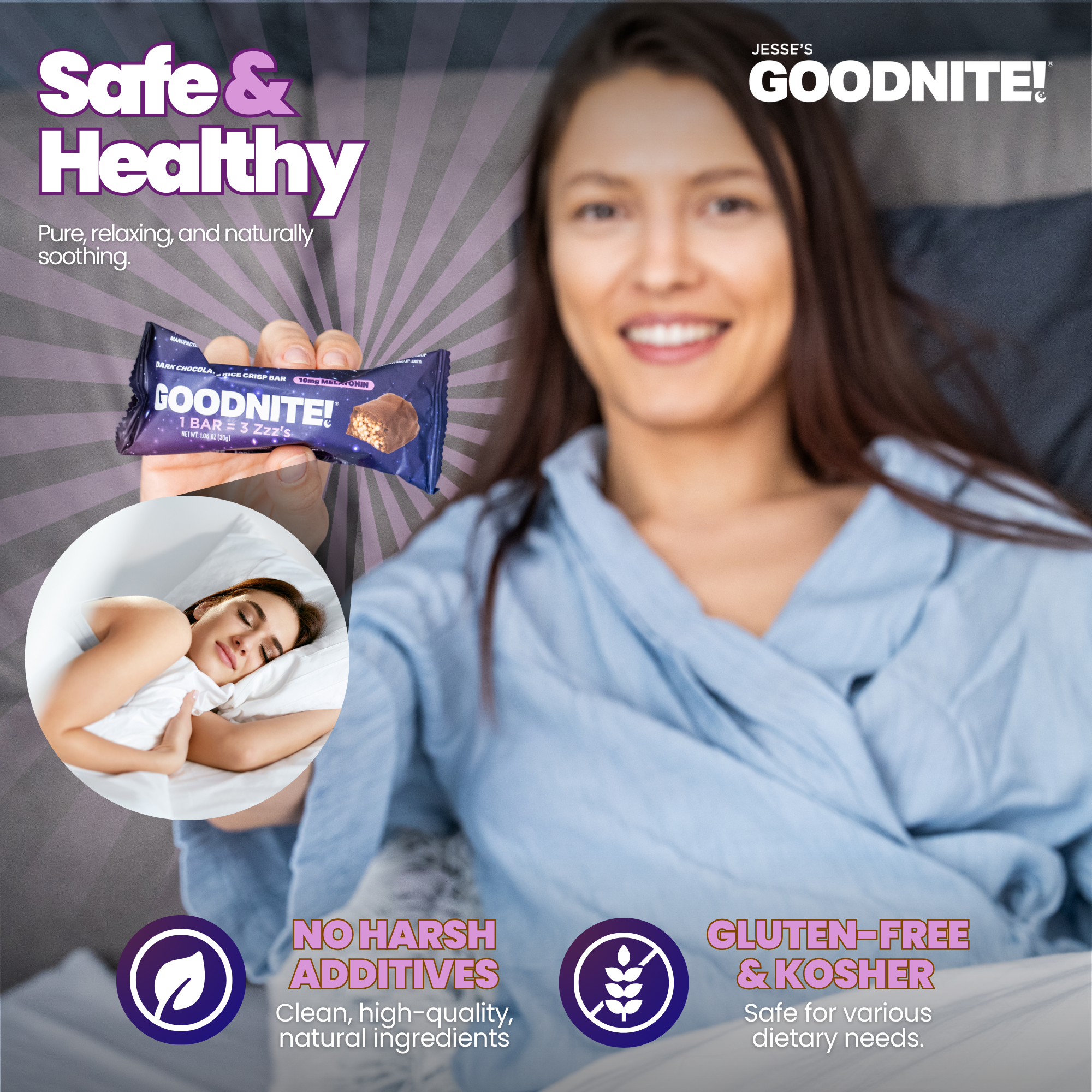 GOODNITE! Sleep Bars – Proprietary Blend with 10mg Melatonin & L-Theanine