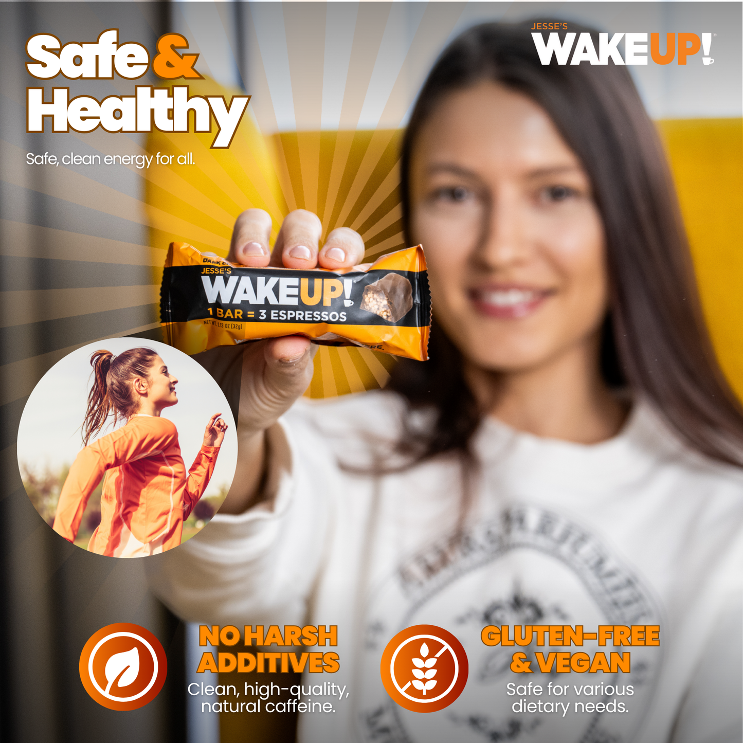 WakeUP! Caffeinated Chocolate Protein Bars - 6 Pack