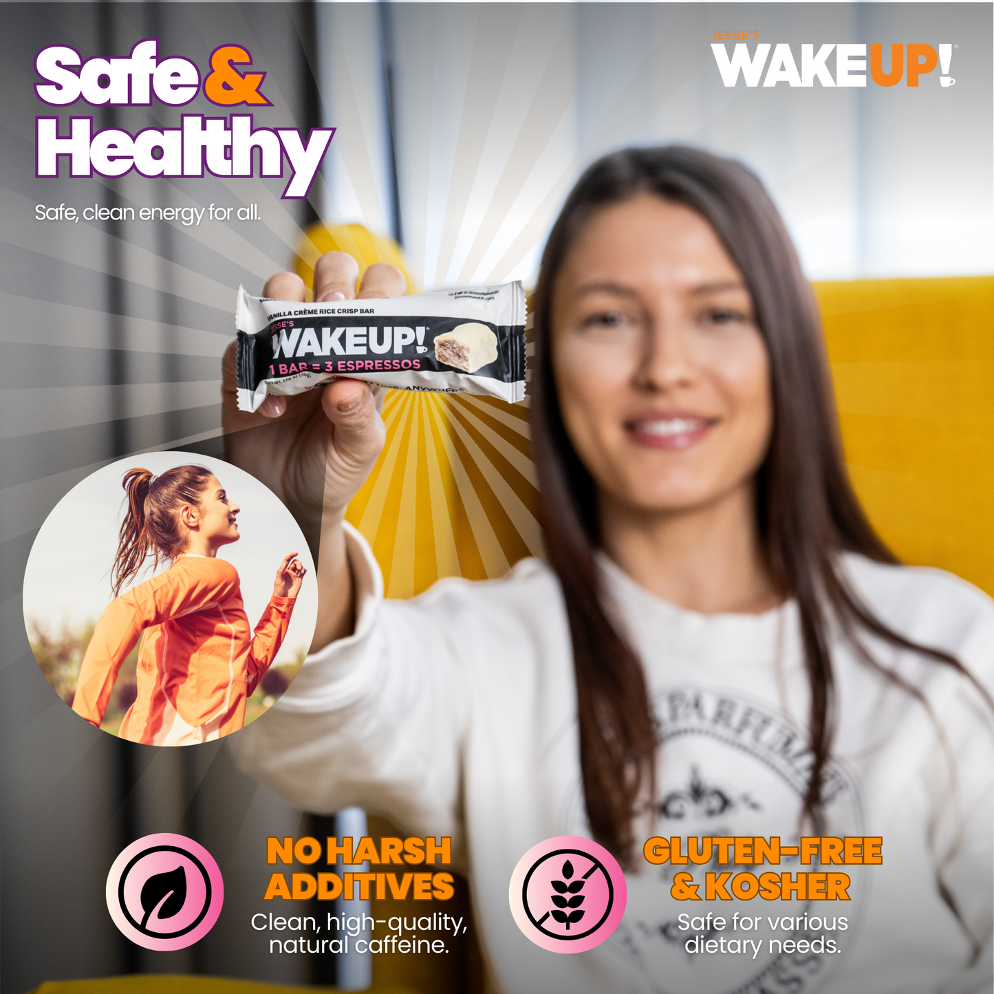 WakeUP! Caffeinated Vanilla Creme Protein Bars - 6 Pack