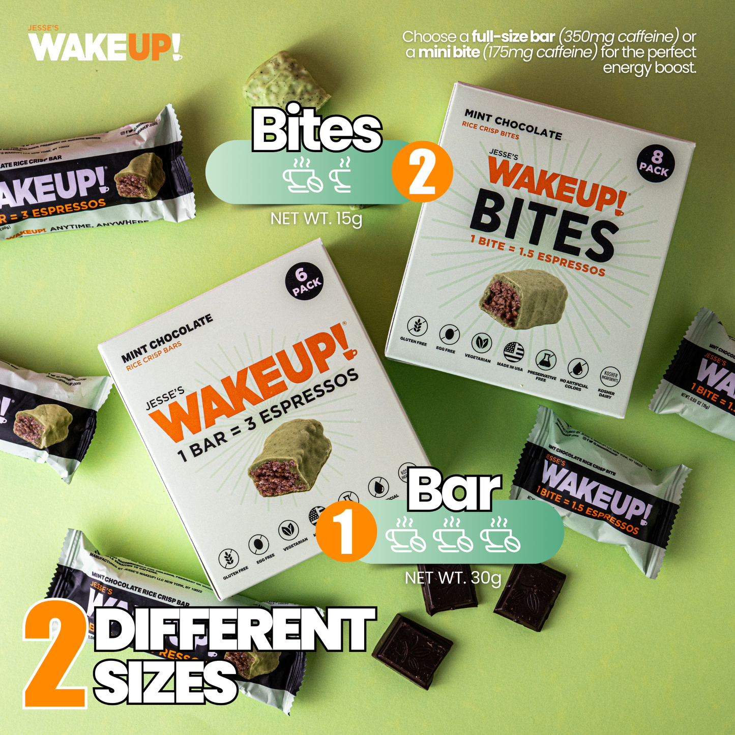 WakeUP! Caffeinated Mint Chocolate Protein Bars - 6 Pack