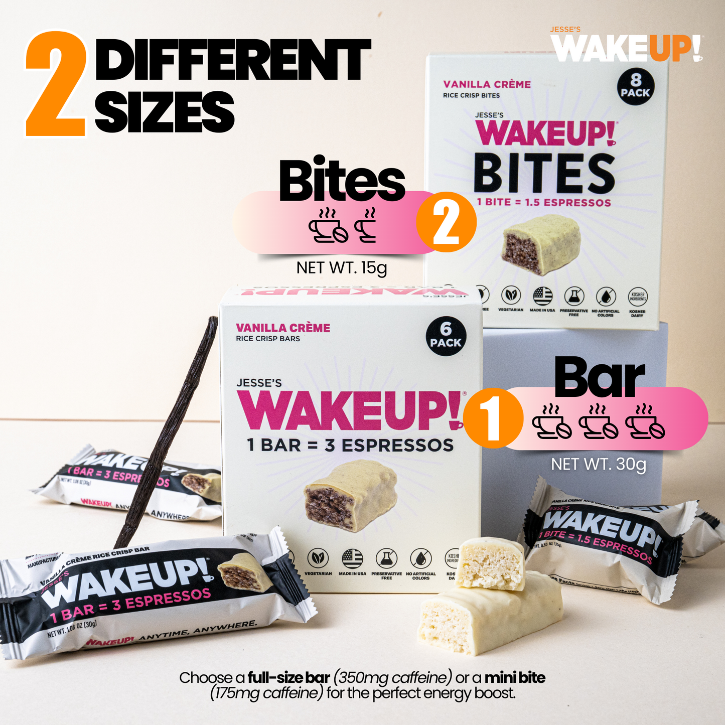 WakeUP! Caffeinated Vanilla Creme Protein Bars - 6 Pack
