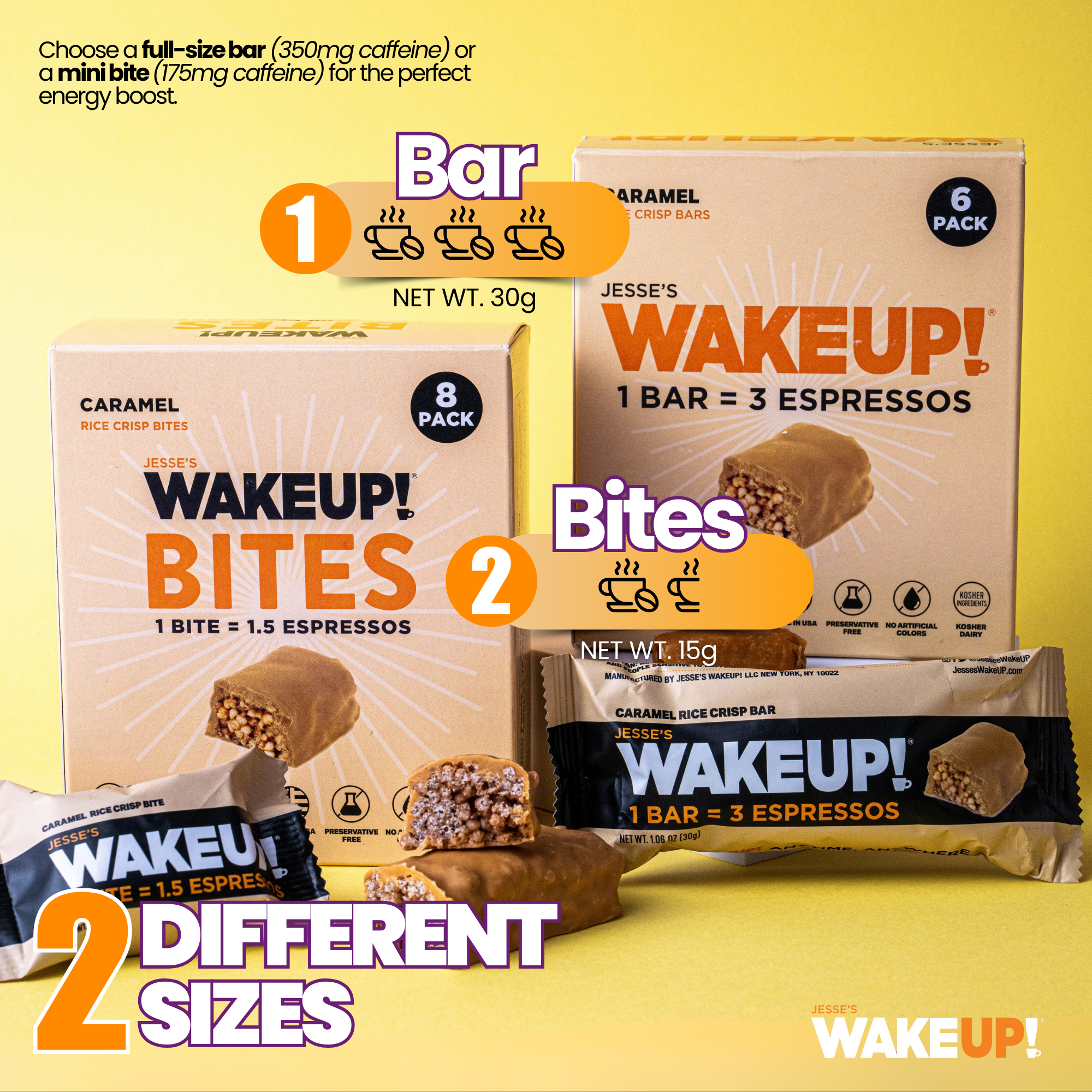 WakeUP! Caffeinated Caramel Protein Bars - 6 Pack