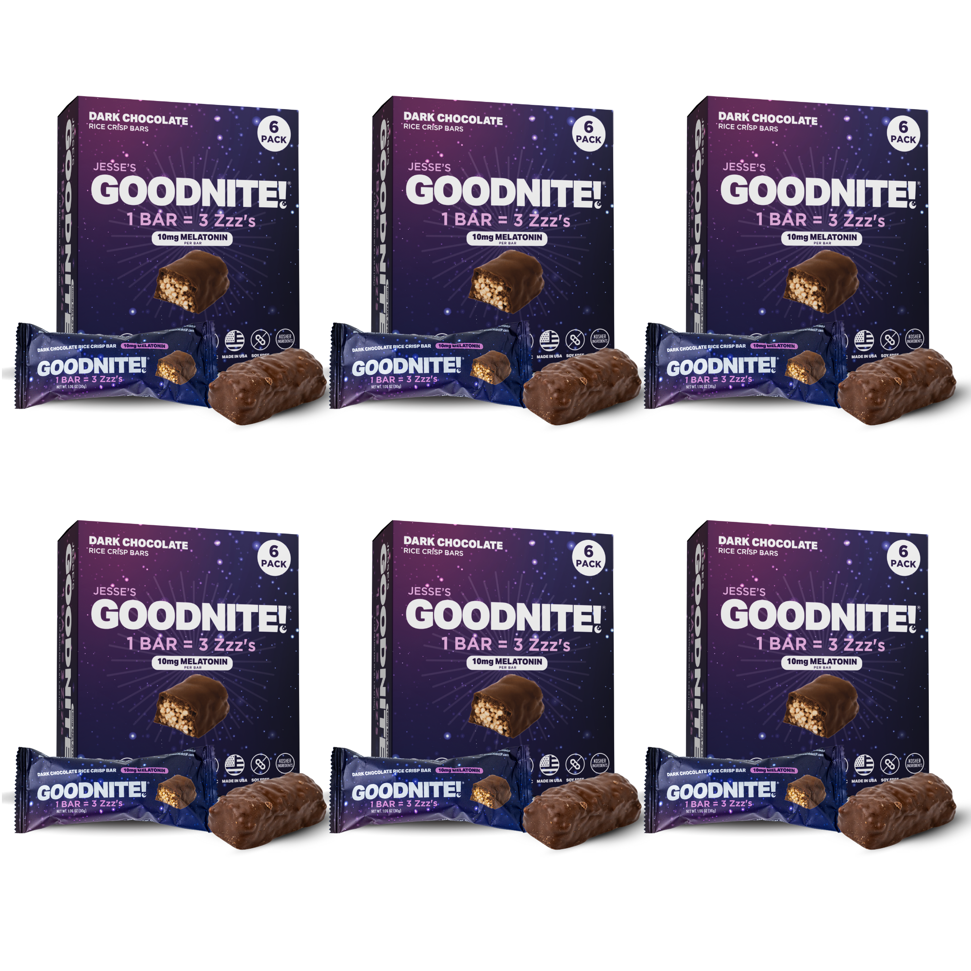 GoodNITE! Chocolate Protein Bars Value Pack – 6 Dark Chocolate Cartons (36 Bars)