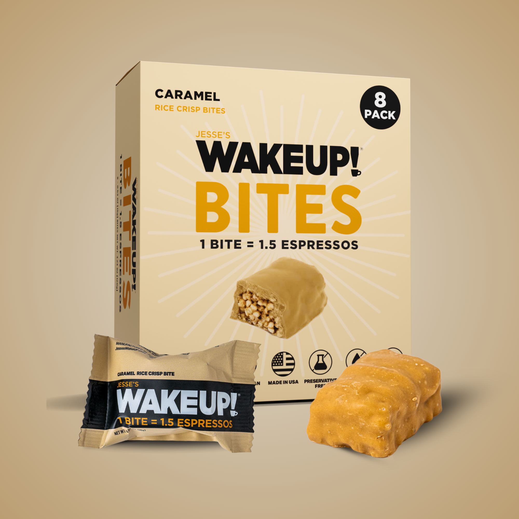 WakeUP! Caffeinated Caramel Protein Bites - 8 Pack