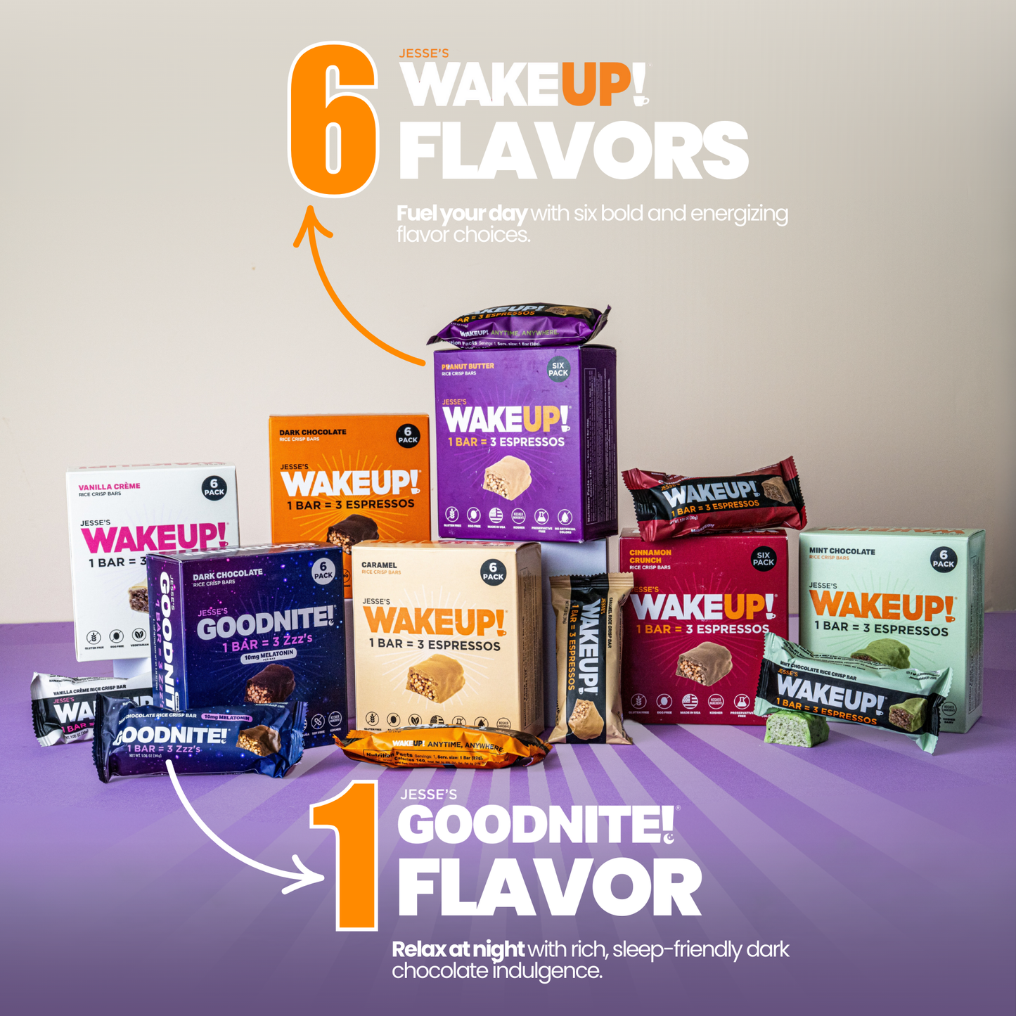 WakeUP! Caffeinated Chocolate Protein Bars - 6 Pack