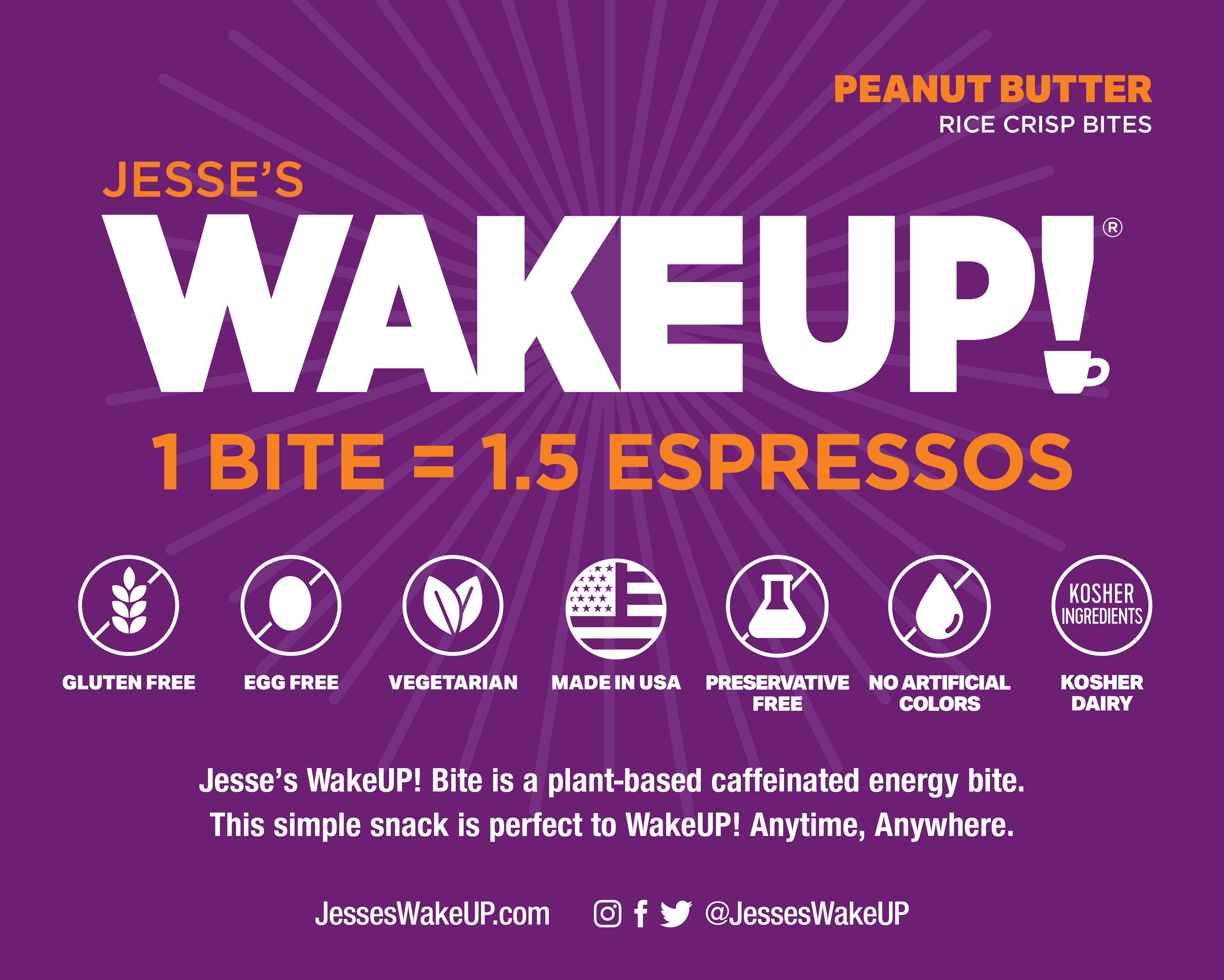 WakeUP! Caffeinated Protein Bites Value Pack – 6 Cartons (48 Bites) – 3 Caramel & 3 Peanut Butter
