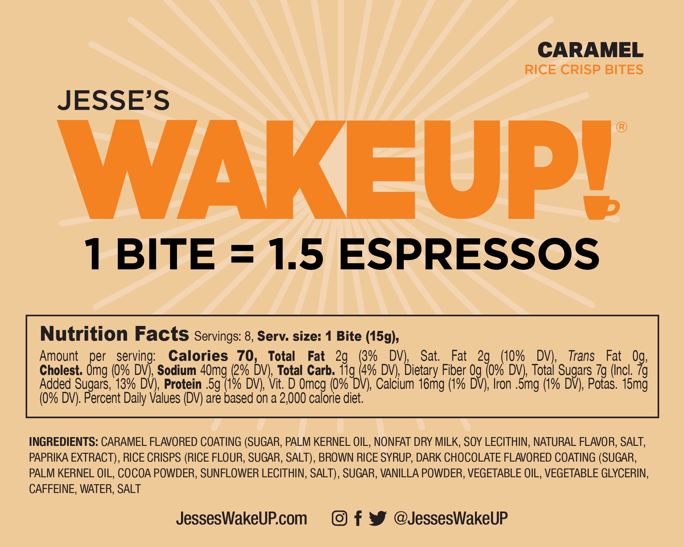 VARIETY PACK (48 Bites, 6 Cartons) WakeUP! Caffeinated Protein Bites, All 6 Flavor