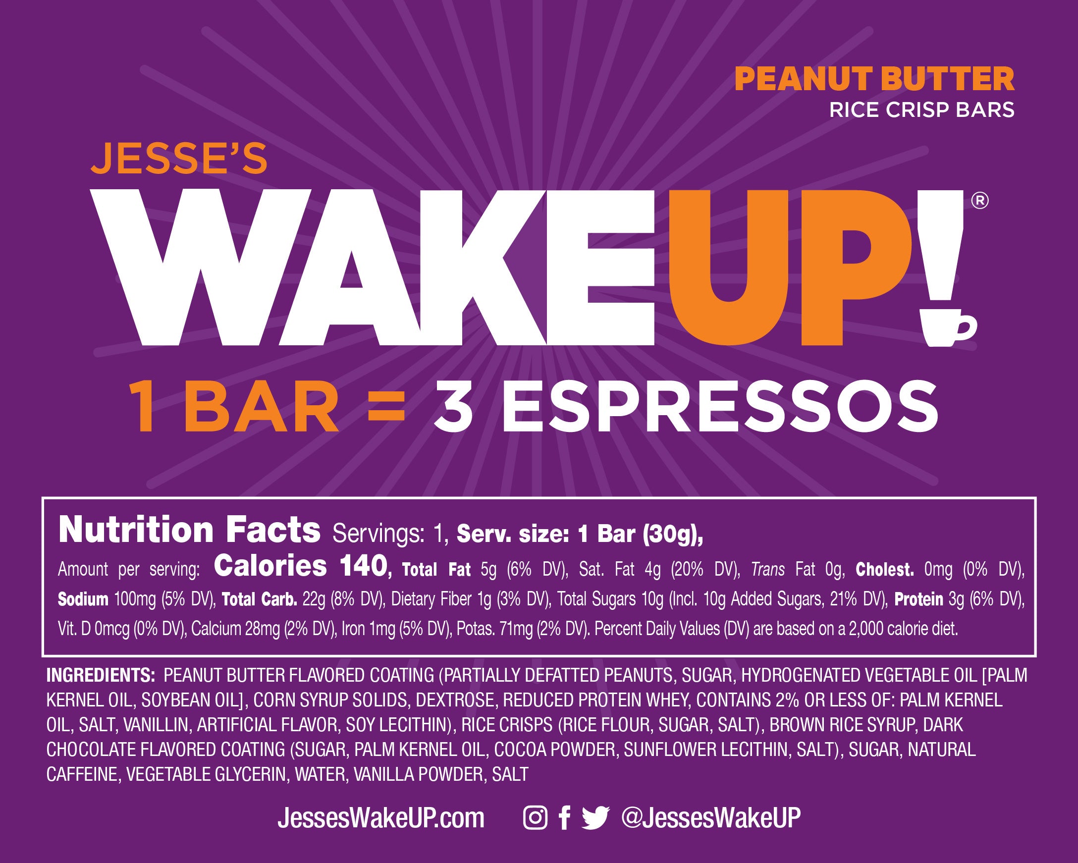VARIETY PACK (36 Bars, 6 Cartons) WakeUP! Caffeinated Protein Bars, All 6 Flavor