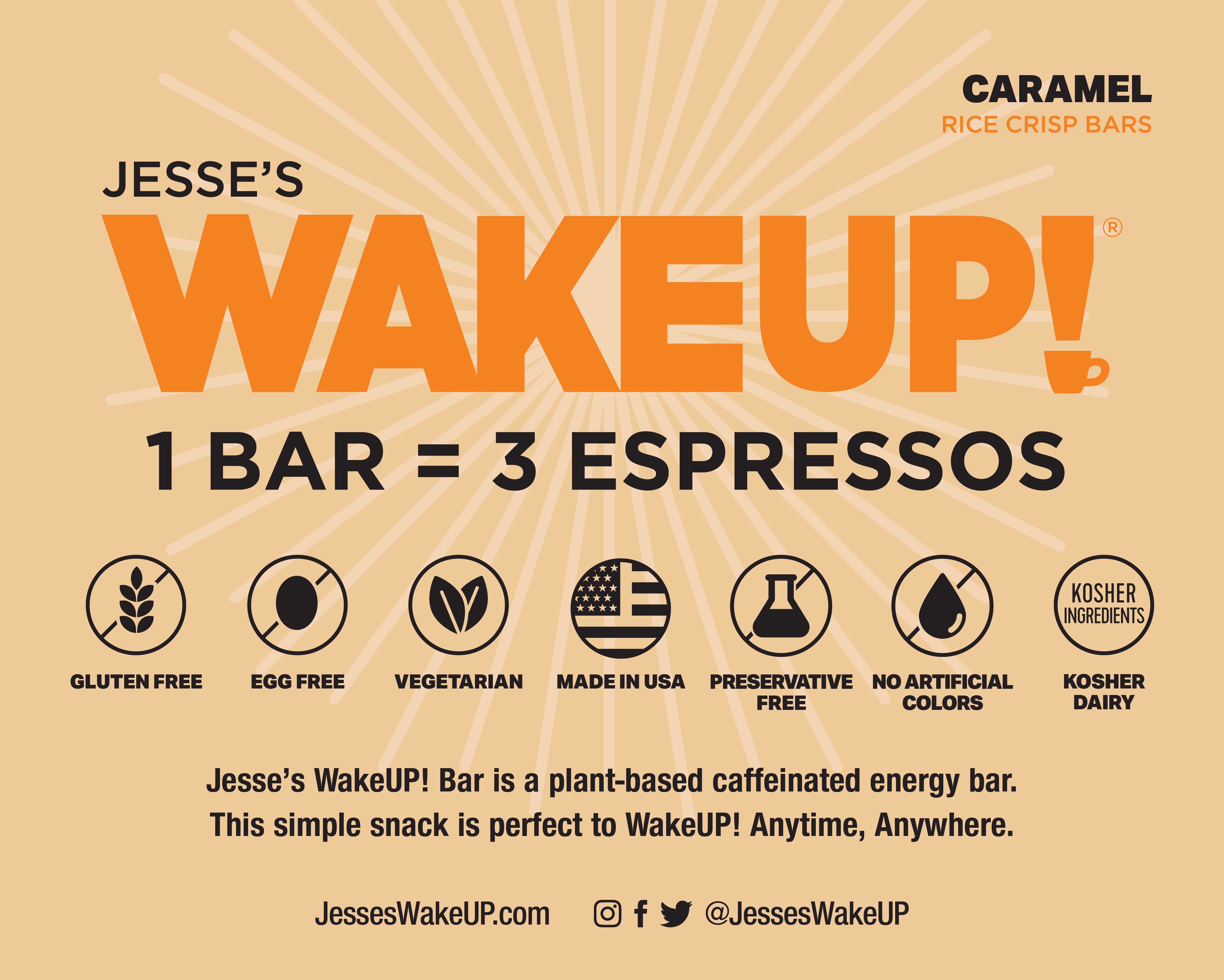 WakeUP! Caffeinated Protein Bars Value Pack – 6 Cartons (36 Bars) – 3 Caramel & 3 Dark Chocolate