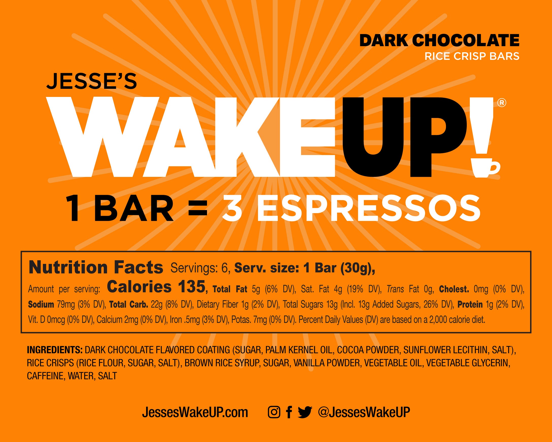 VARIETY PACK (36 Bars, 6 Cartons) WakeUP! Caffeinated Protein Bars, All 6 Flavor