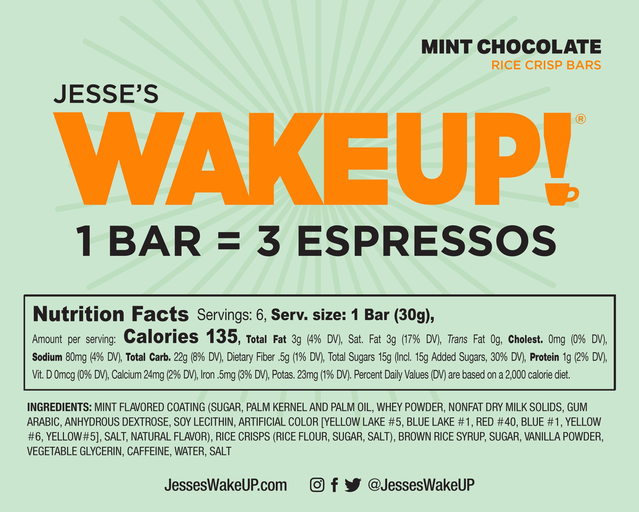VARIETY PACK (36 Bars, 6 Cartons) WakeUP! Caffeinated Protein Bars, All 6 Flavor