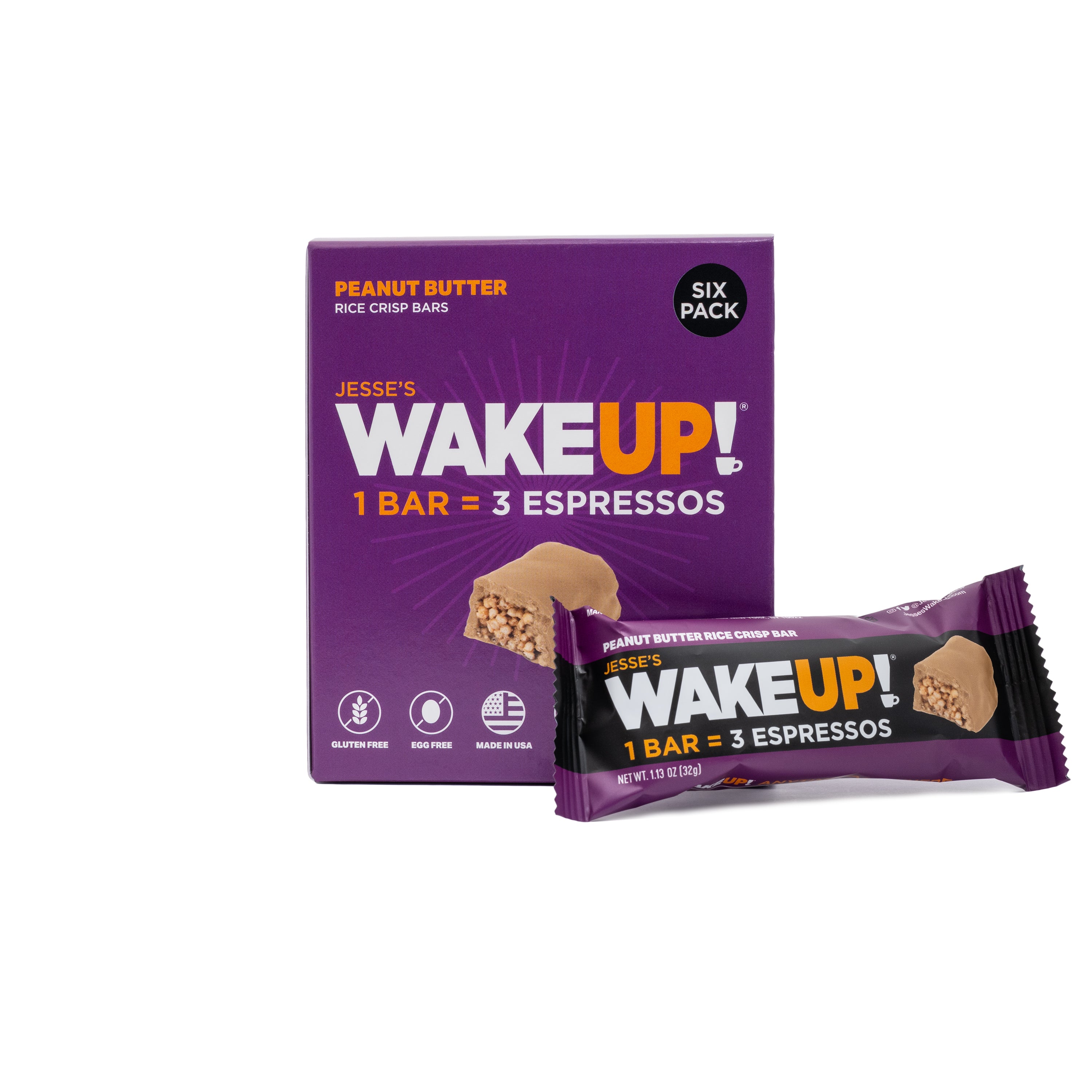 WakeUP! Caffeinated Protein Bars Value Pack – 6 Cartons (36 Bars) – 3 Caramel & 3 Peanut Butter