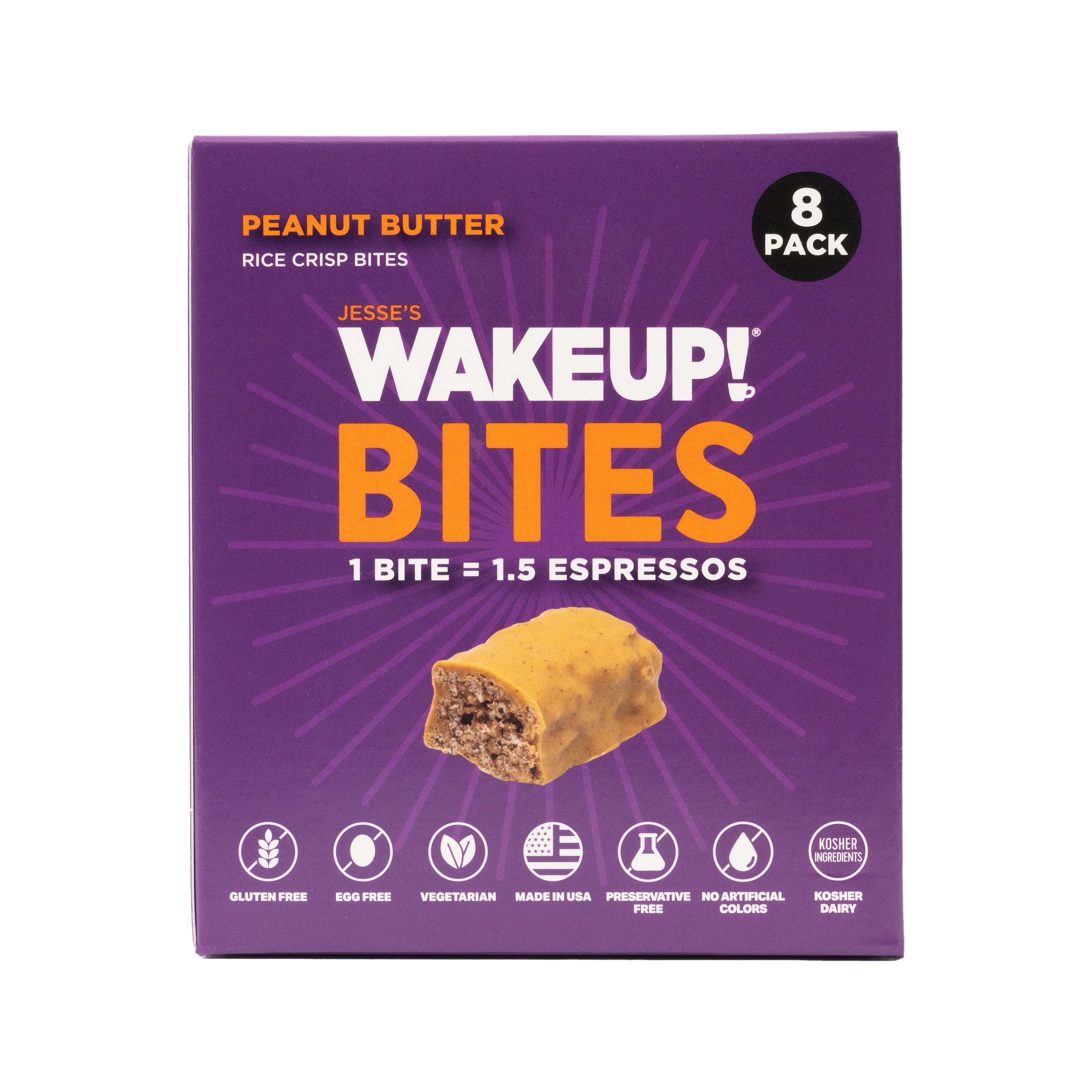 WakeUP! Caffeinated Protein Bites Value Pack – 6 Cartons (48 Bites) – 3 Caramel & 3 Peanut Butter