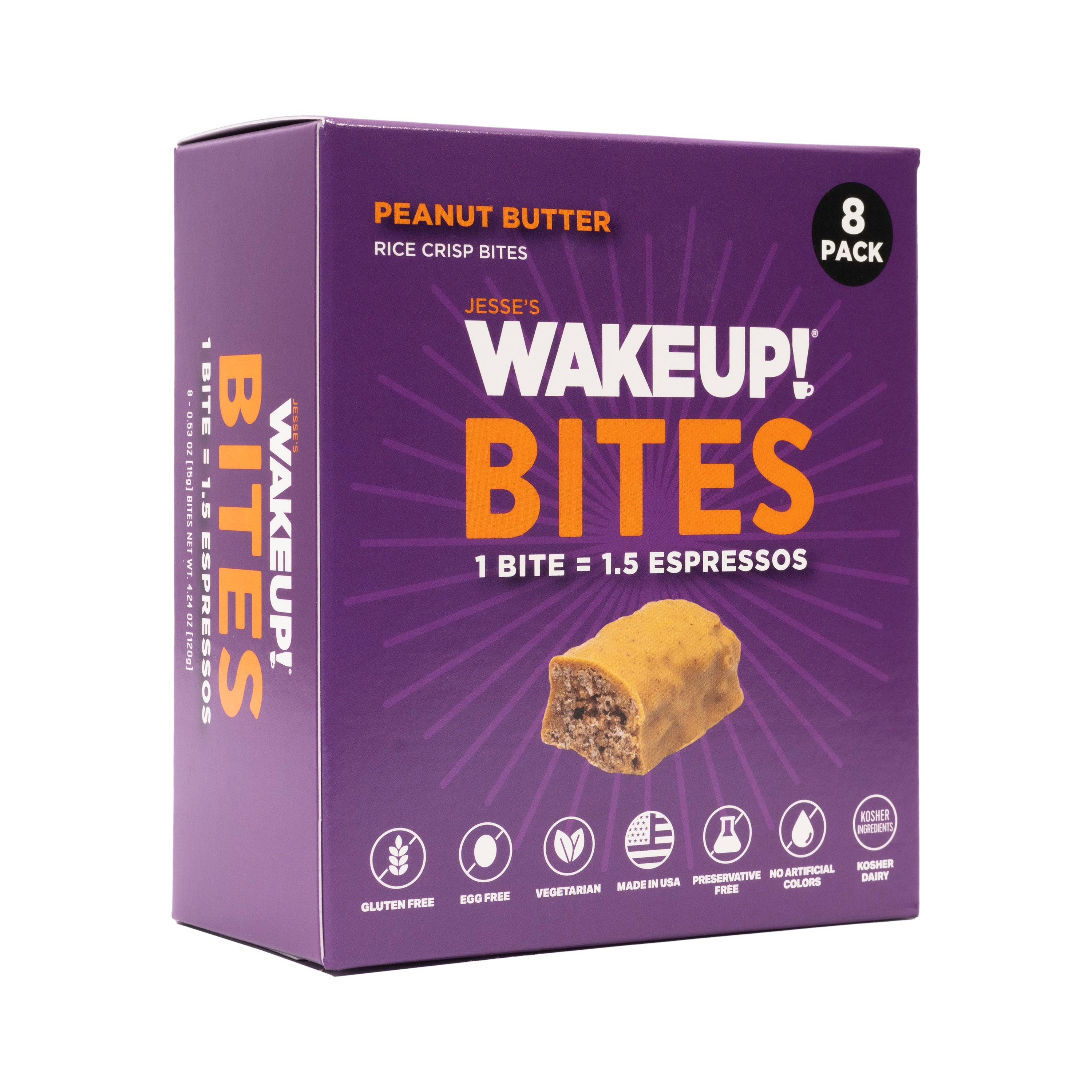 WakeUP! Caffeinated Protein Bites Value Pack – 6 Cartons (48 Bites) – 3 Caramel & 3 Peanut Butter
