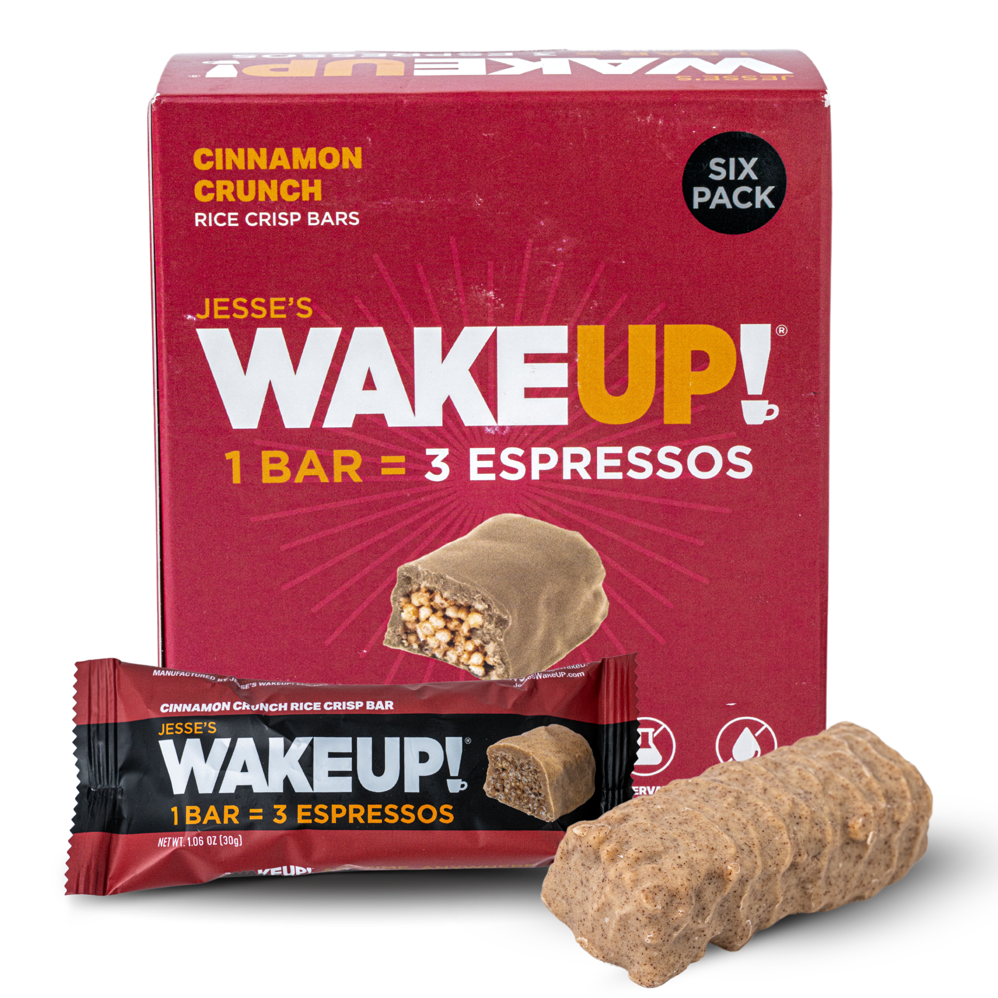 WakeUP! Caffeinated Cinnamon Crunch Protein Bars - 6 Pack