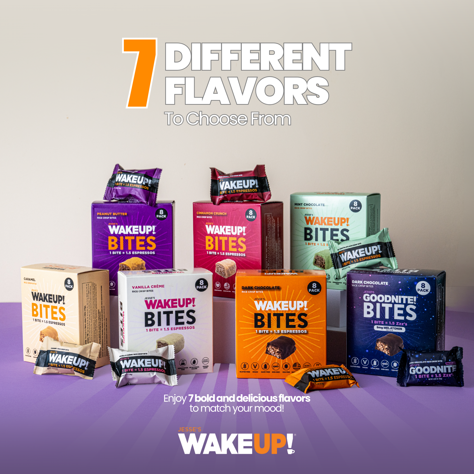 WakeUP! Caffeinated Cinnamon Crunch Protein Bites - 8 Pack