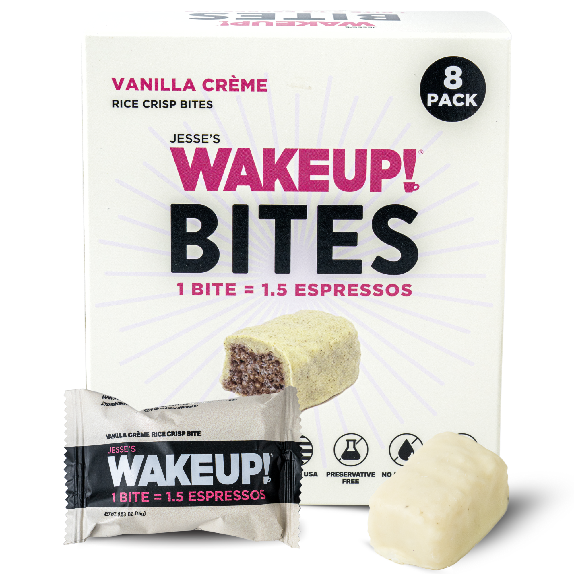 WakeUP! Caffeinated Vanilla Creme Protein Bites - 8 Pack