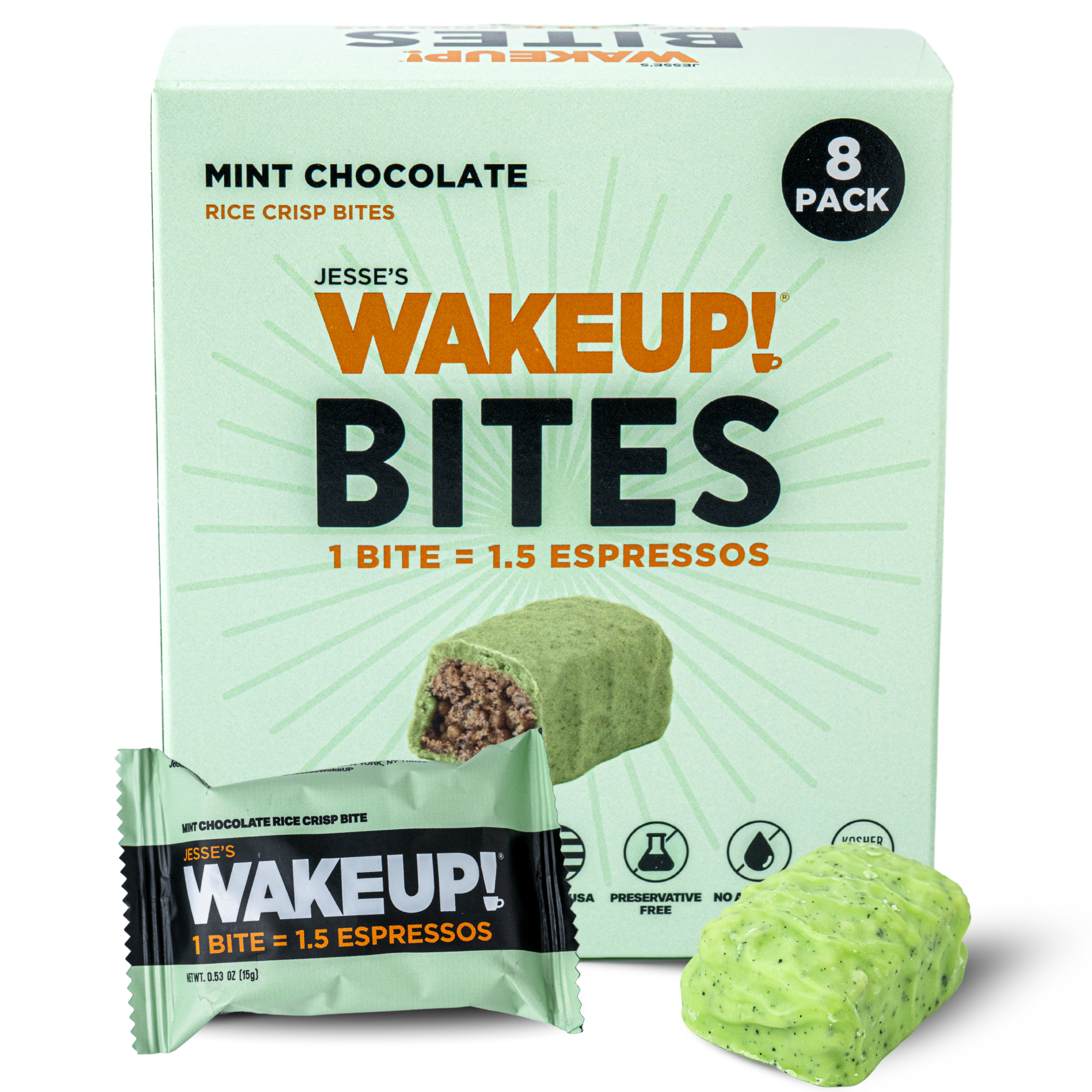 WakeUP! Caffeinated Mint Chocolate Protein Bites - 8 Pack