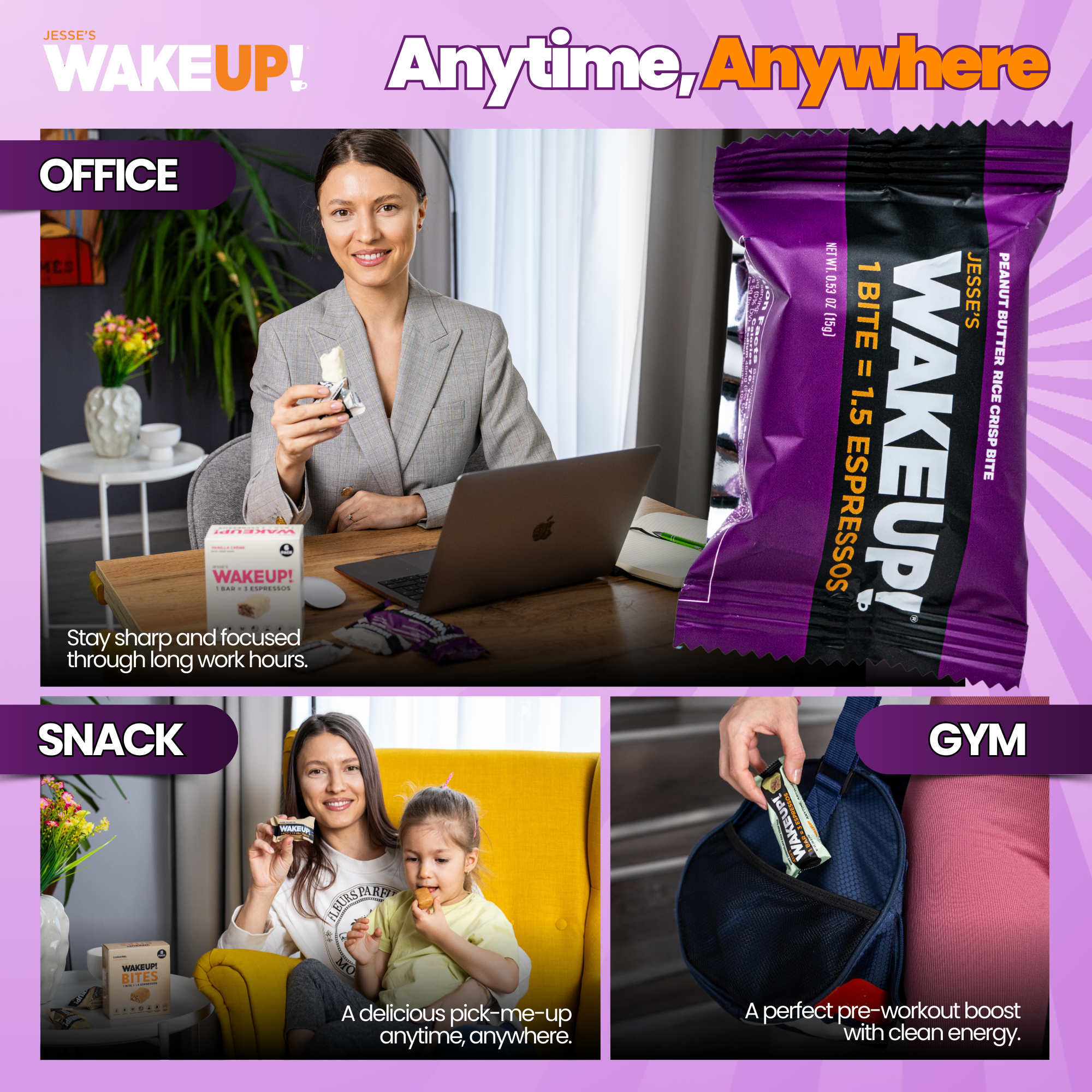 WakeUP! Caffeinated Peanut Butter Protein Bites - 8 Pack