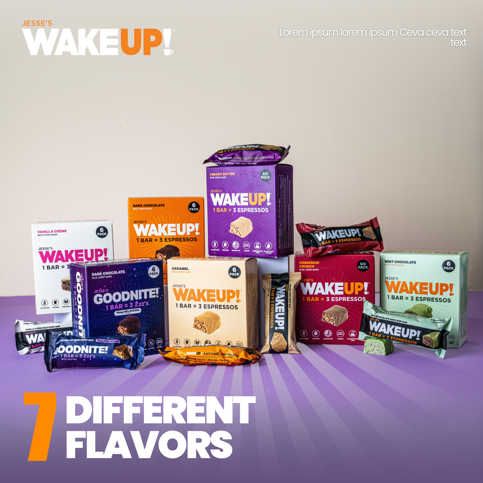 WakeUP! Caffeinated Cinnamon Crunch Protein Bars - 6 Pack