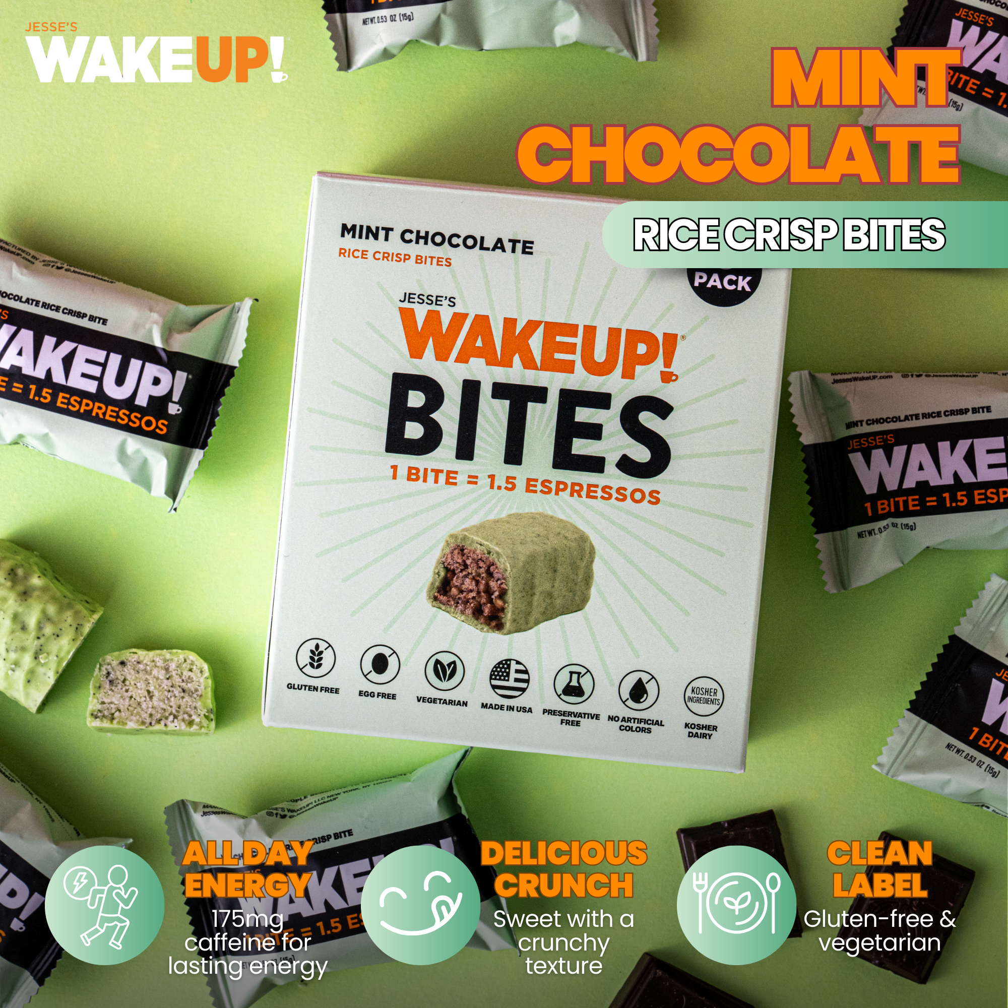 WakeUP! Caffeinated Mint Chocolate Protein Bites - 8 Pack