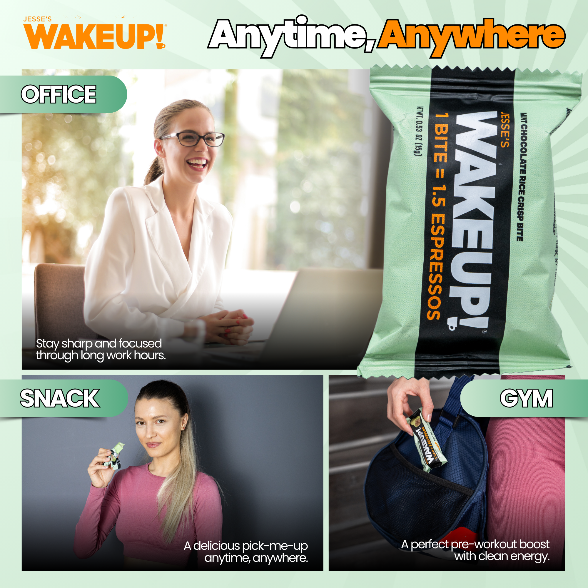 WakeUP! Caffeinated Mint Chocolate Protein Bites - 8 Pack
