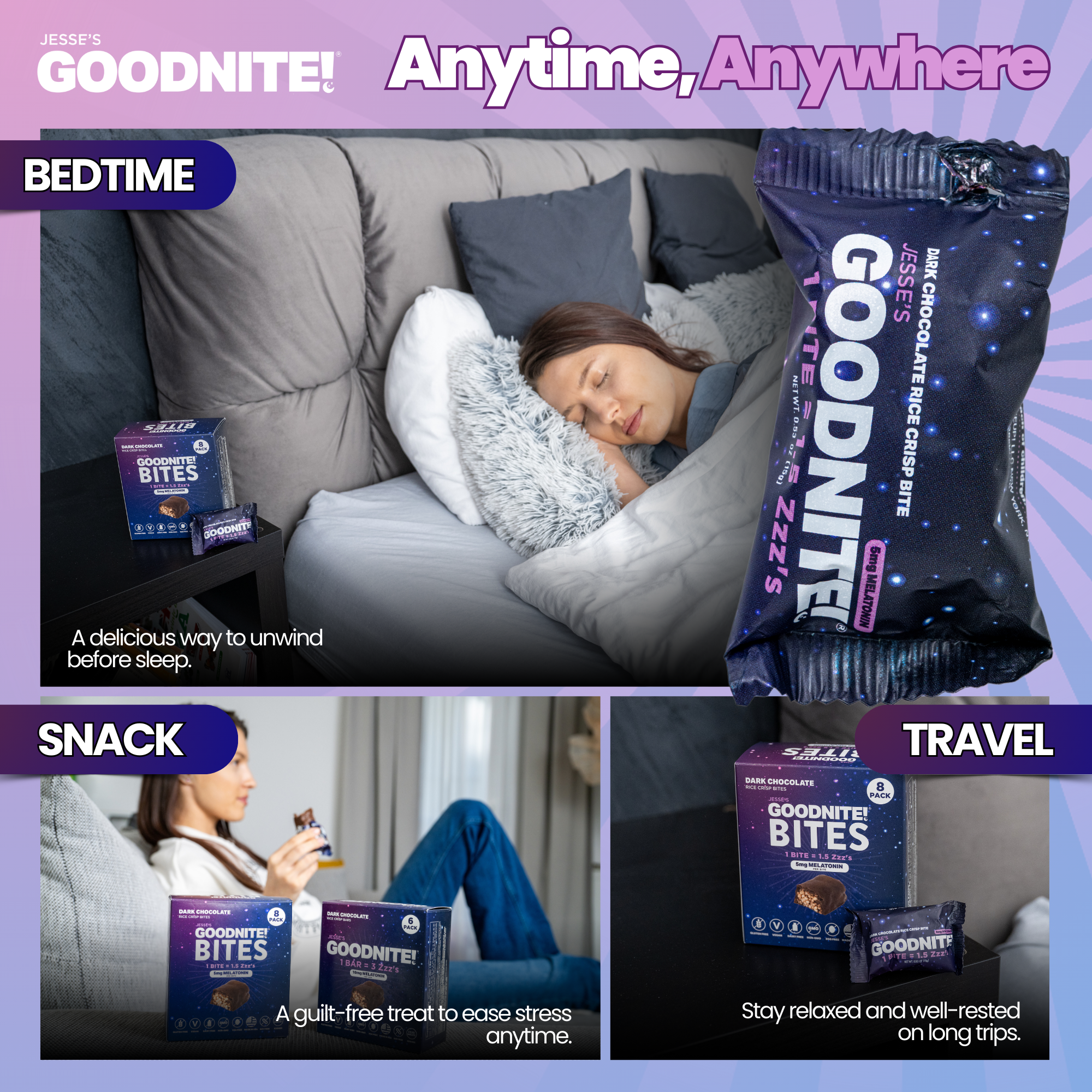 GOODNITE! Sleep Bites – Proprietary Blend with 5mg Melatonin & L-Theanine