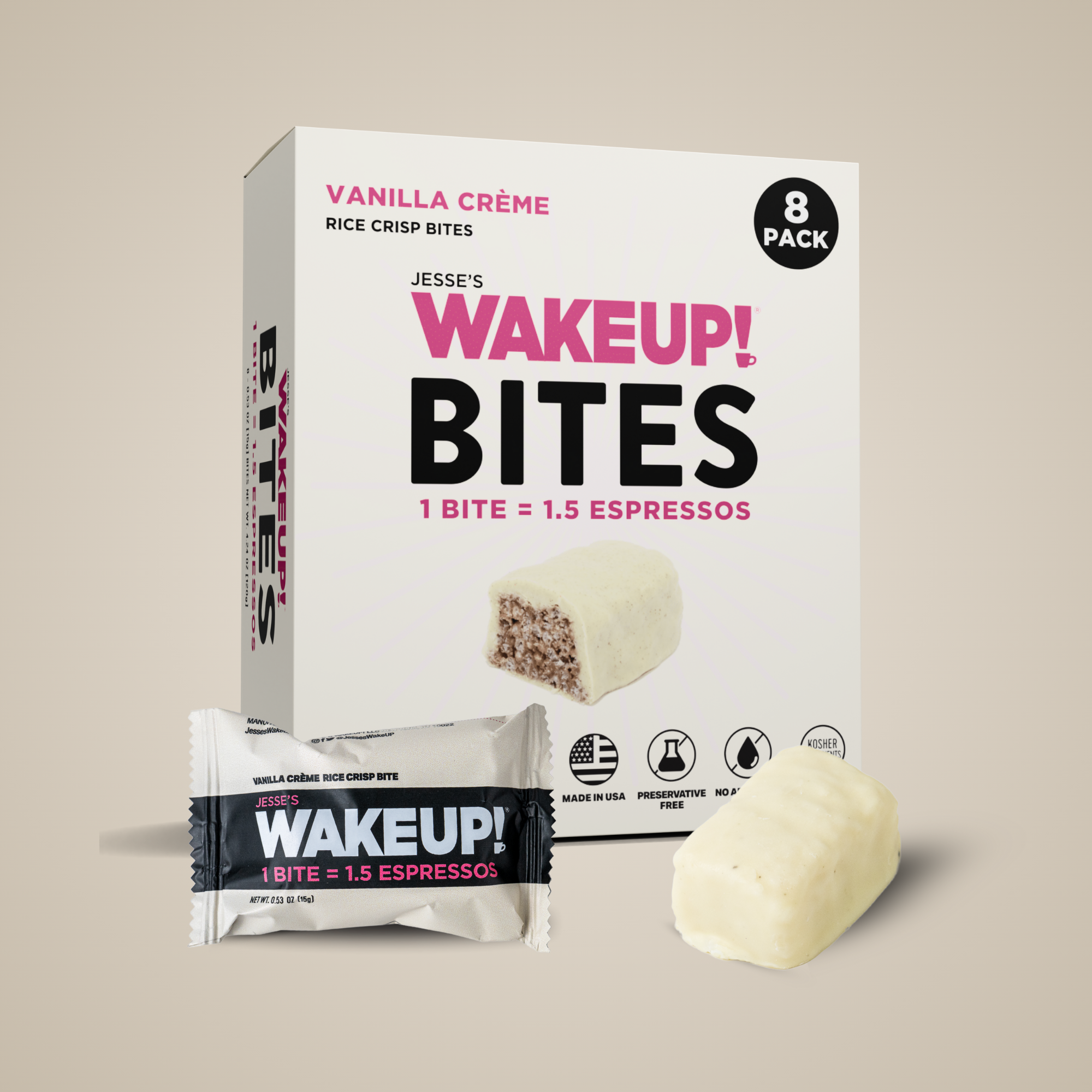 WakeUP! Caffeinated Vanilla Creme Protein Bites - 8 Pack
