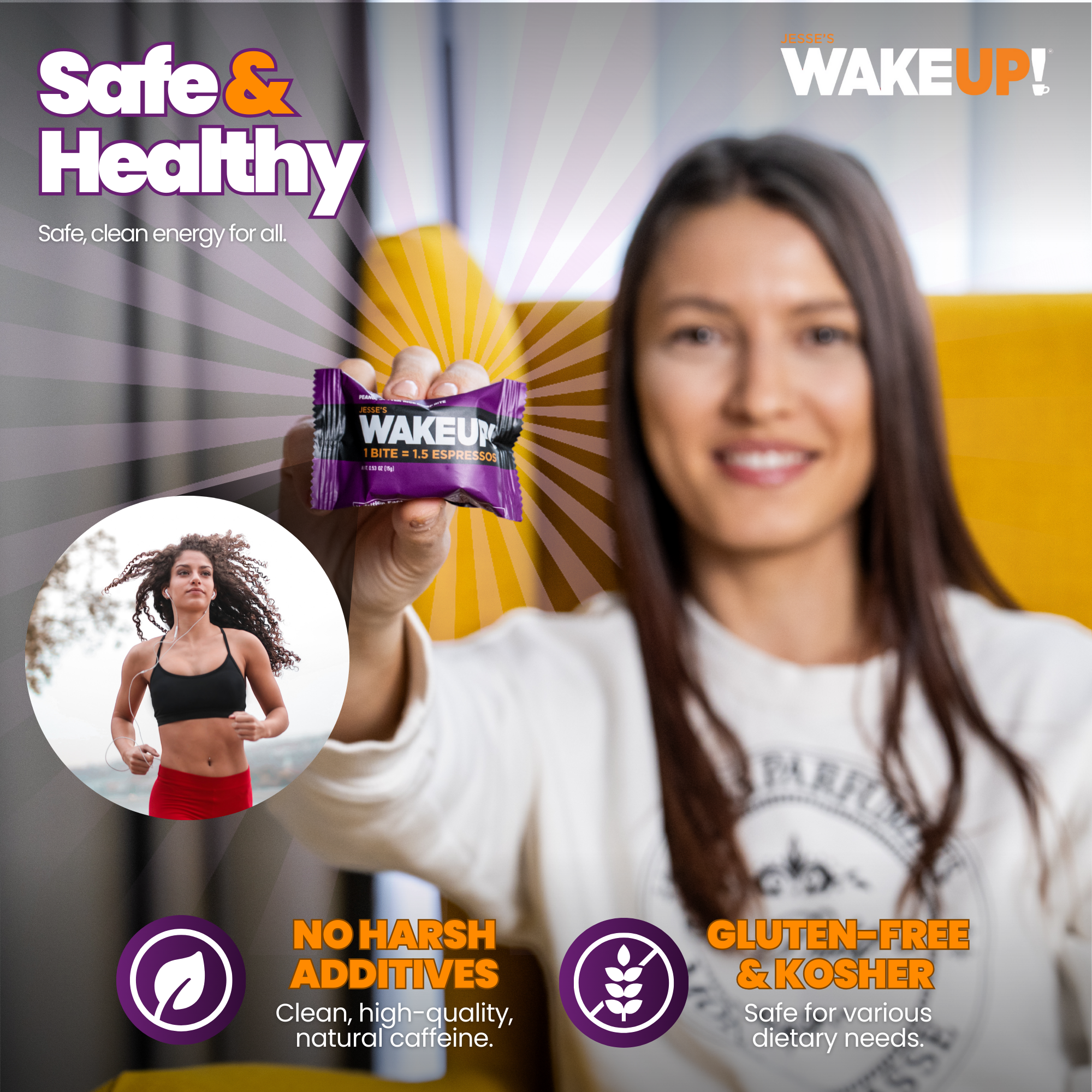 WakeUP! Caffeinated Peanut Butter Protein Bites - 8 Pack
