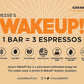 WAKE UP! Caffeinated Caramel Protein Bars - Gluten Free, Vegetarian, 350mg Caffeine (1 Bar = 3 Espressos) - Boosts Focus and Clarity - Kosher Ingredients - 6 Pack