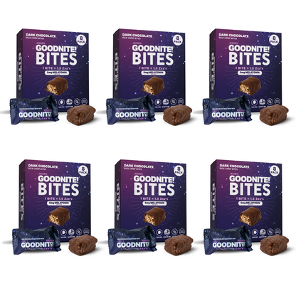 GoodNITE! Chocolate Protein Bites Value Pack – 6 Dark Chocolate Cartons (48 Bites)