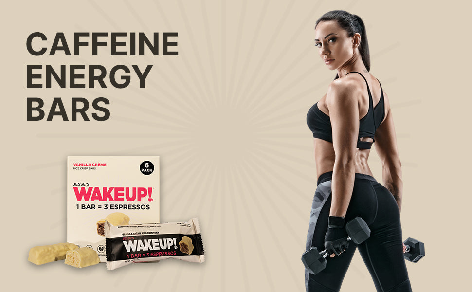 WAKE UP! Caffeinated Vanilla Creme Protein Bars - Gluten Free, Vegetarian, 350mg Caffeine (1 Bar = 3 Espressos) - Boosts Focus and Clarity - Kosher Ingredients - 6 Pack