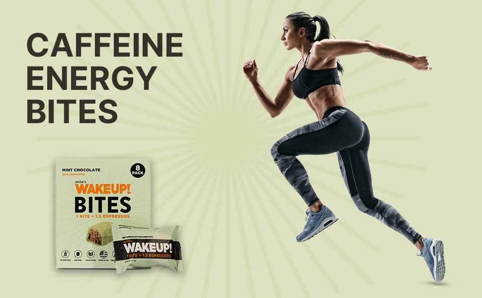 WAKE UP! Caffeinated Mint Chocolate Protein Bites - Gluten Free, Vegetarian, 175mg Caffeine (1 Bite = 1.5 Espressos) - Boosts Focus and Clarity - Kosher Ingredients - 8 Pack