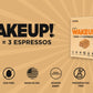 WAKE UP! Caffeinated Caramel Protein Bars - Gluten Free, Vegetarian, 350mg Caffeine (1 Bar = 3 Espressos) - Boosts Focus and Clarity - Kosher Ingredients - 6 Pack