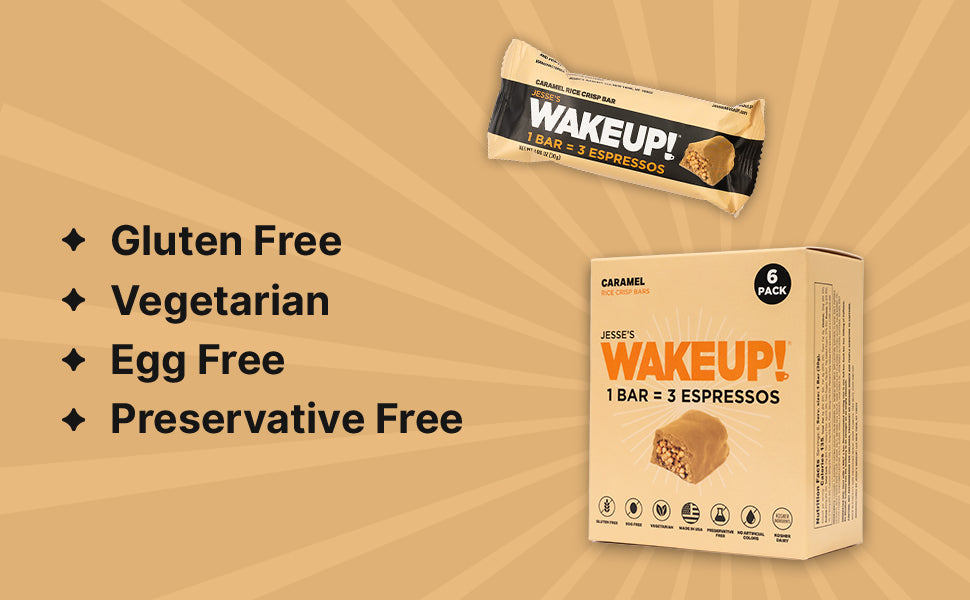 WAKE UP! Caffeinated Protein Bars Value Pack – 6 Cartons (36 Bars) – 3 Caramel & 3 Dark Chocolate – 350mg Caffeine (1 Bar = 3 Espressos) – Gluten-Free, Vegetarian, Kosher – Boosts Focus & Clarity