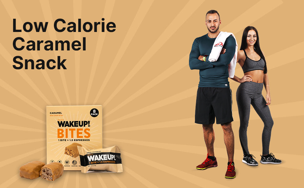 WAKE UP! Caffeinated Protein Bites Value Pack – 6 Cartons (48 Bites) – 3 Caramel & 3 Peanut Butter – 175mg Caffeine (1 Bite = 1.5 Espressos) – Gluten-Free, Vegetarian, Kosher – Boosts Focus & Clarity