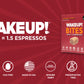 WAKE UP! Caffeinated Cinnamon Crunch Protein Bites - Gluten Free, Vegetarian, 175mg Caffeine (1 Bite = 1.5 Espressos) - Boosts Focus and Clarity - Kosher Ingredients - 8 Pack