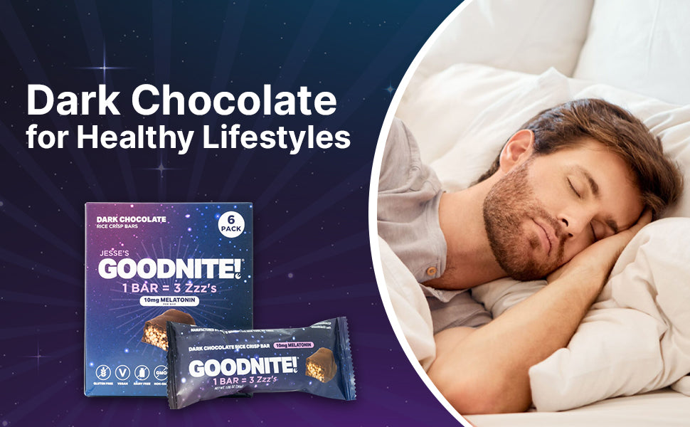 GoodNite! Chocolate Protein Bars with 10mg Melatonin & L-Theanine, Vegan, Gluten-Free, Kosher, Dark Chocolate - Relaxation and Sleep Support - 6 Pack