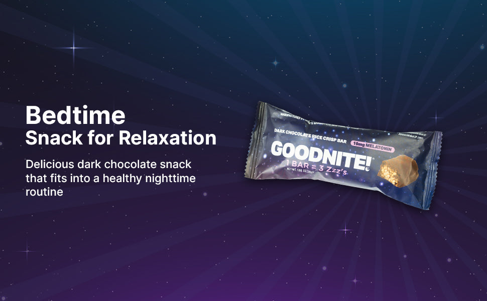 GoodNite! Chocolate Protein Bars with 10mg Melatonin & L-Theanine, Vegan, Gluten-Free, Kosher, Dark Chocolate - Relaxation and Sleep Support - 6 Pack